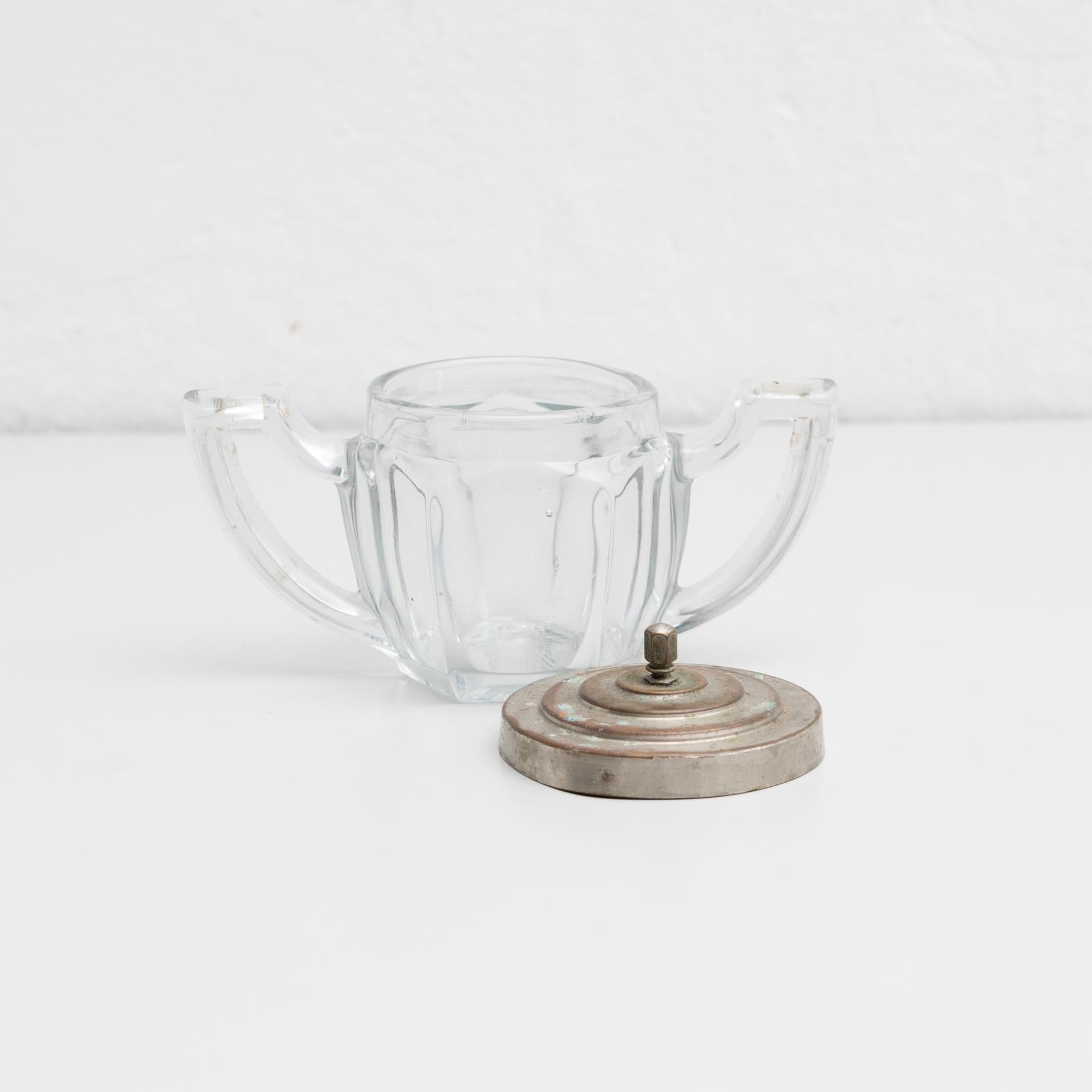 Early 20th Century Antique Victorian Metal and Glass Lidded Sugar Pot For Sale 9