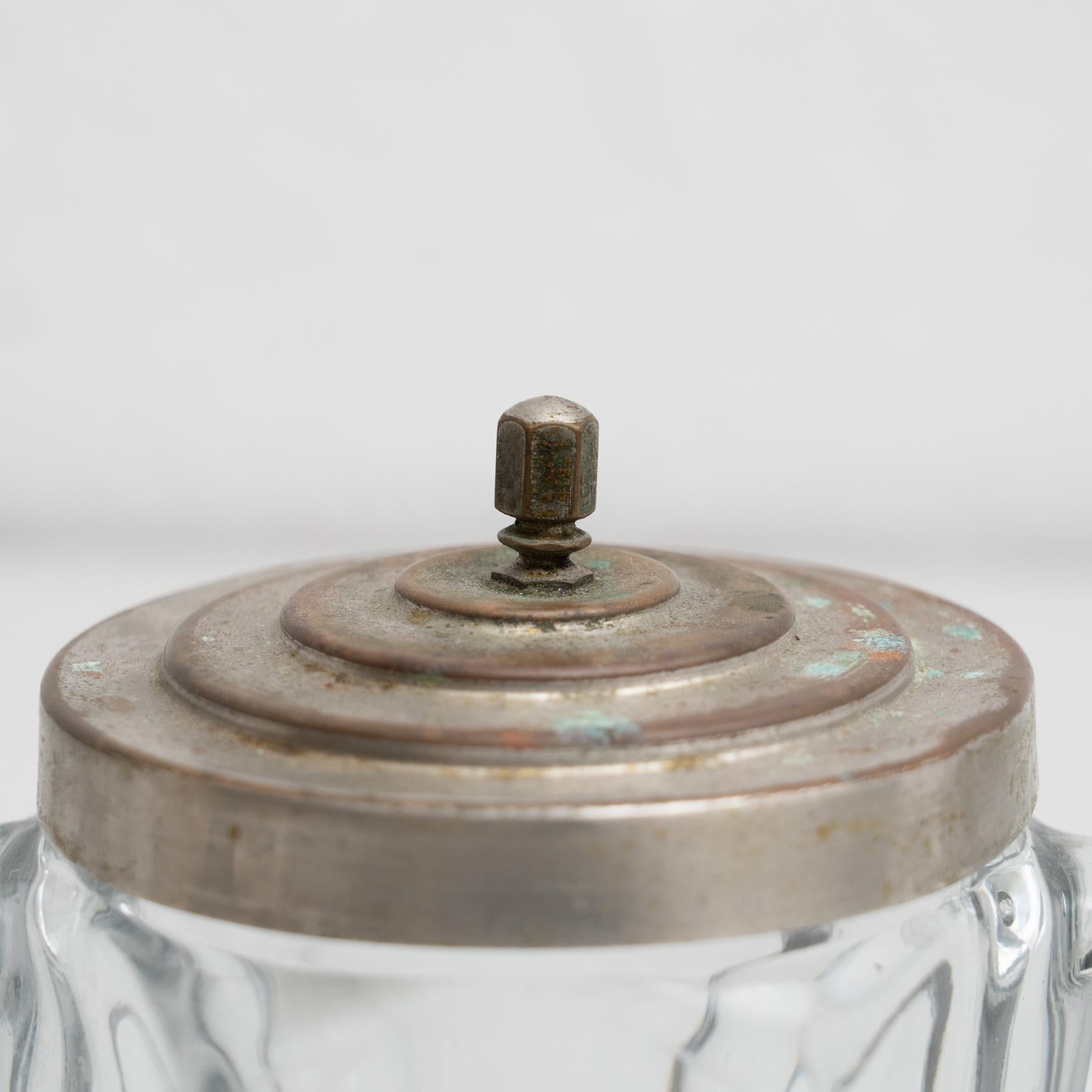 Early 20th Century Antique Victorian Metal and Glass Lidded Sugar Pot For Sale 12