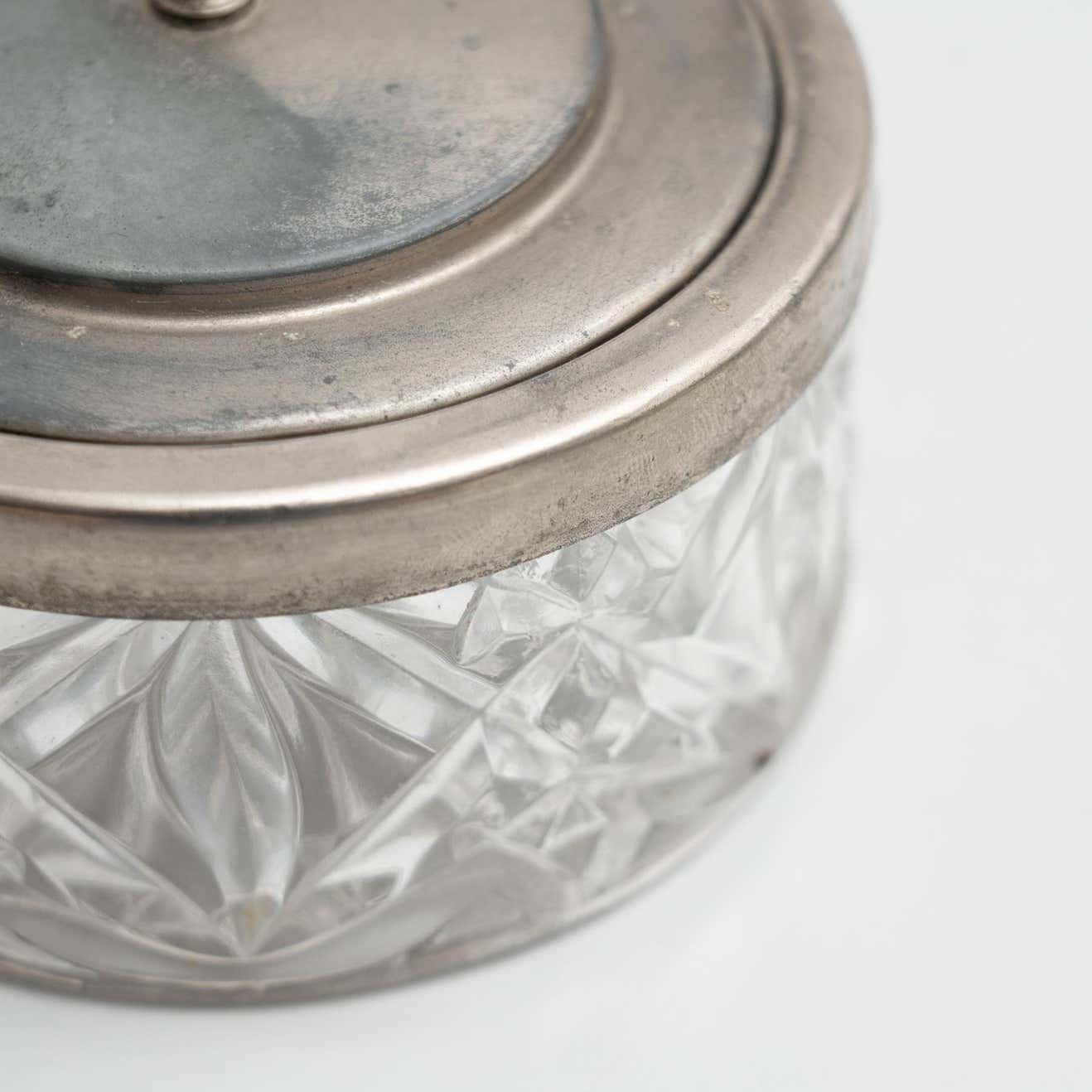 Early 20th Century Antique Victorian Metal and Glass Lidded Sugar Pot For Sale 3