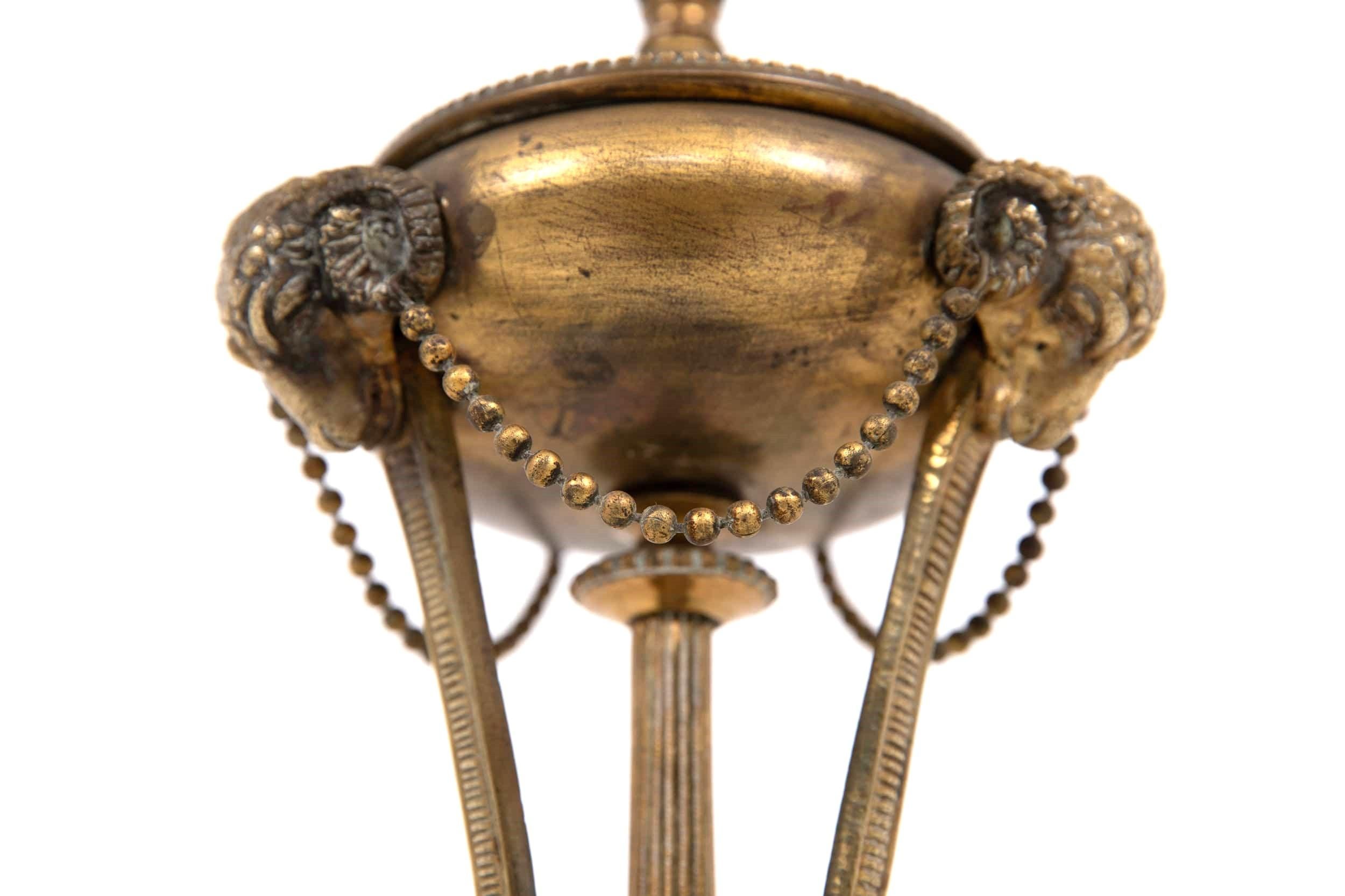 Early 20th Century Antique Vintage Brass Rams Head Desk Table Lamp, c.1910 3