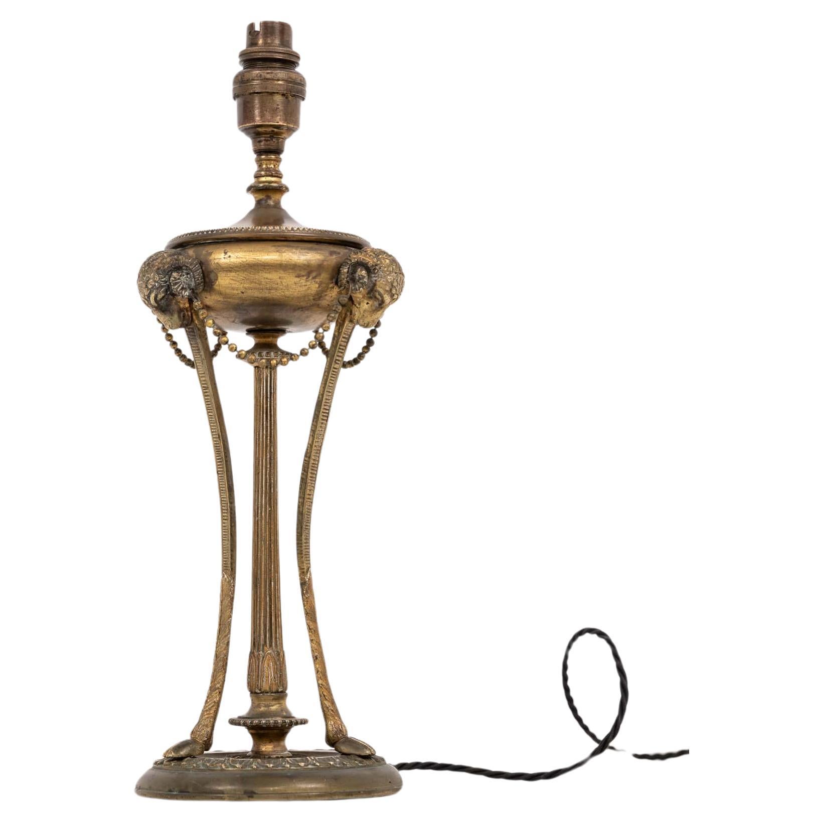 Early 20th Century Antique Vintage Brass Rams Head Desk Table Lamp, c.1910