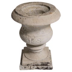 Early 20th Century Antique White Italian Cararra Marble Urn