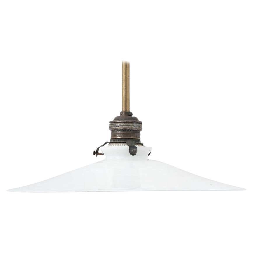 Early 20th Century Antique White Lacquered Metal Ceiling Lamp