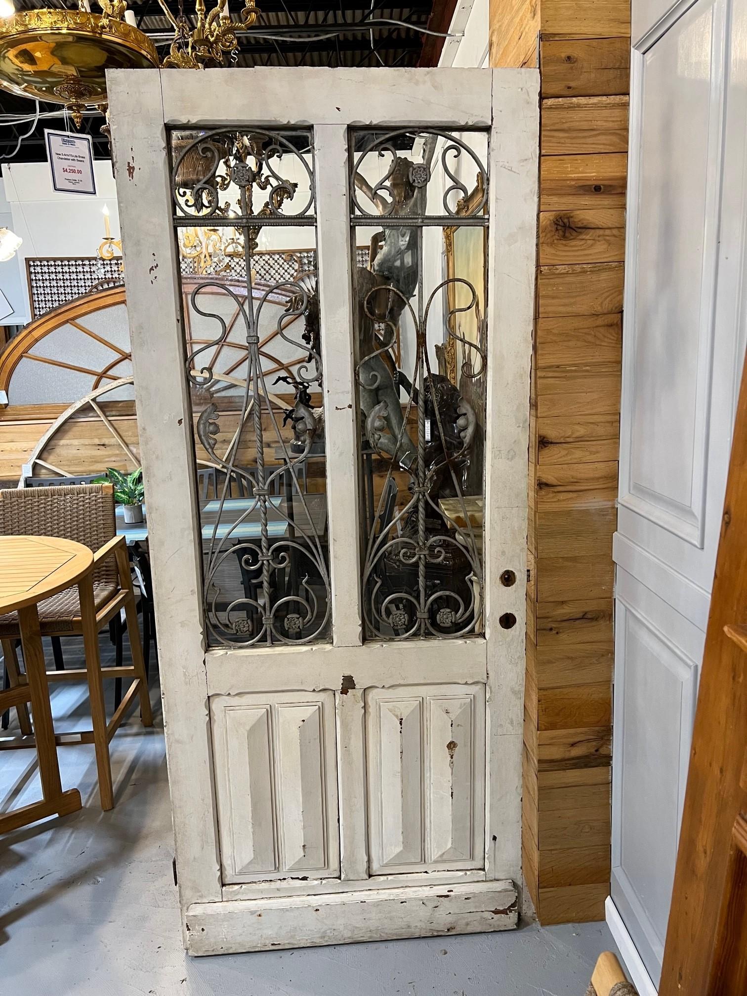 old wooden door with glass panels