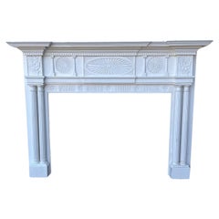Early 20th Century Antique Wood Fireplace Mantel with Double Columns 