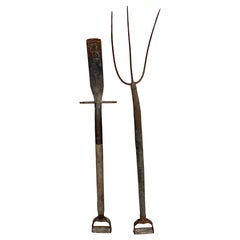 Early 20th Century Antique Wooden and Iron Garden Tools, Pair