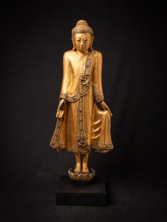 Early 20th century Antique wooden Burmese Mandalay Buddha from Burma