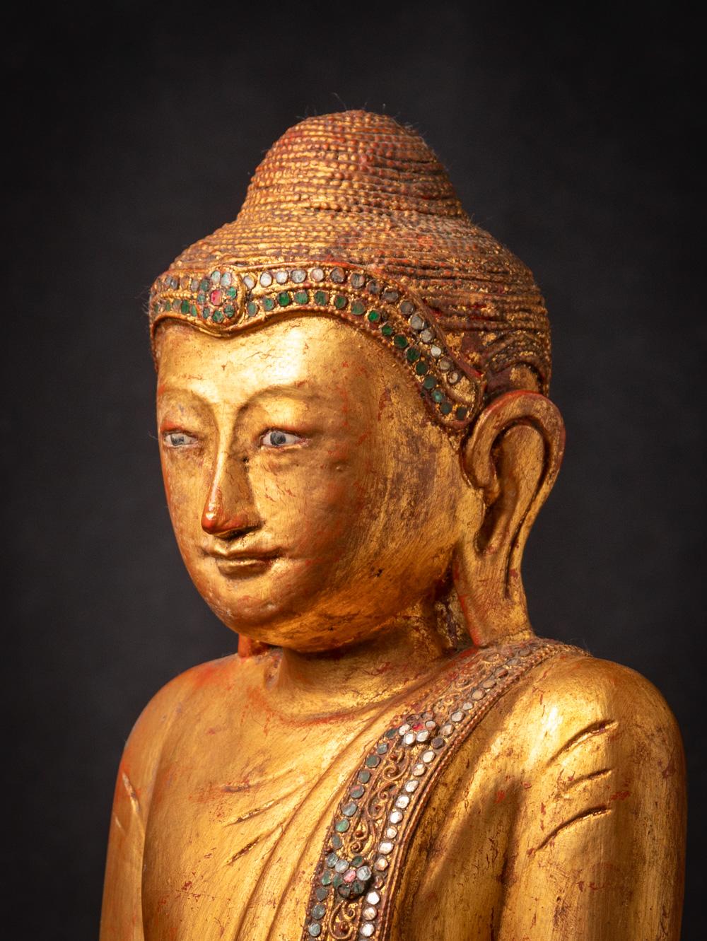 Wood Early 20th century Antique wooden Burmese Mandalay Buddha from Burma  For Sale