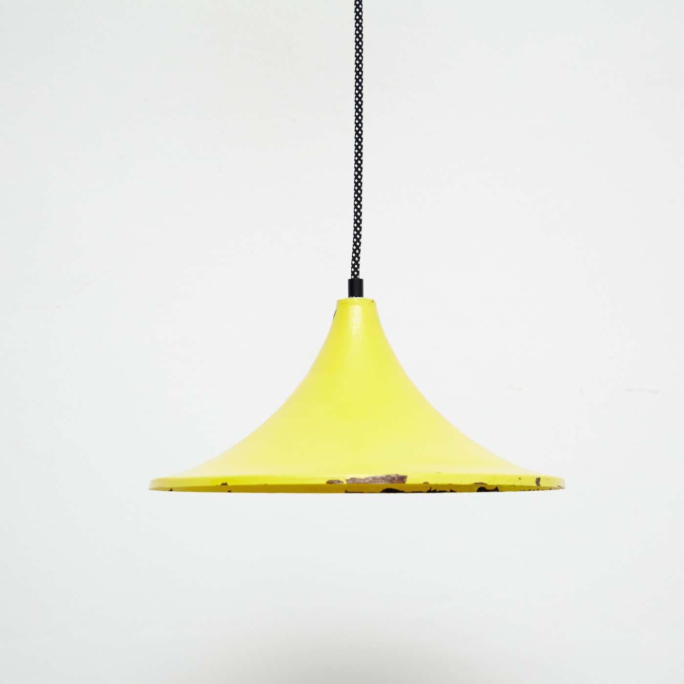 Mid-Century Modern Early 20th Century Antique Yellow Brass Ceiling Lamp For Sale