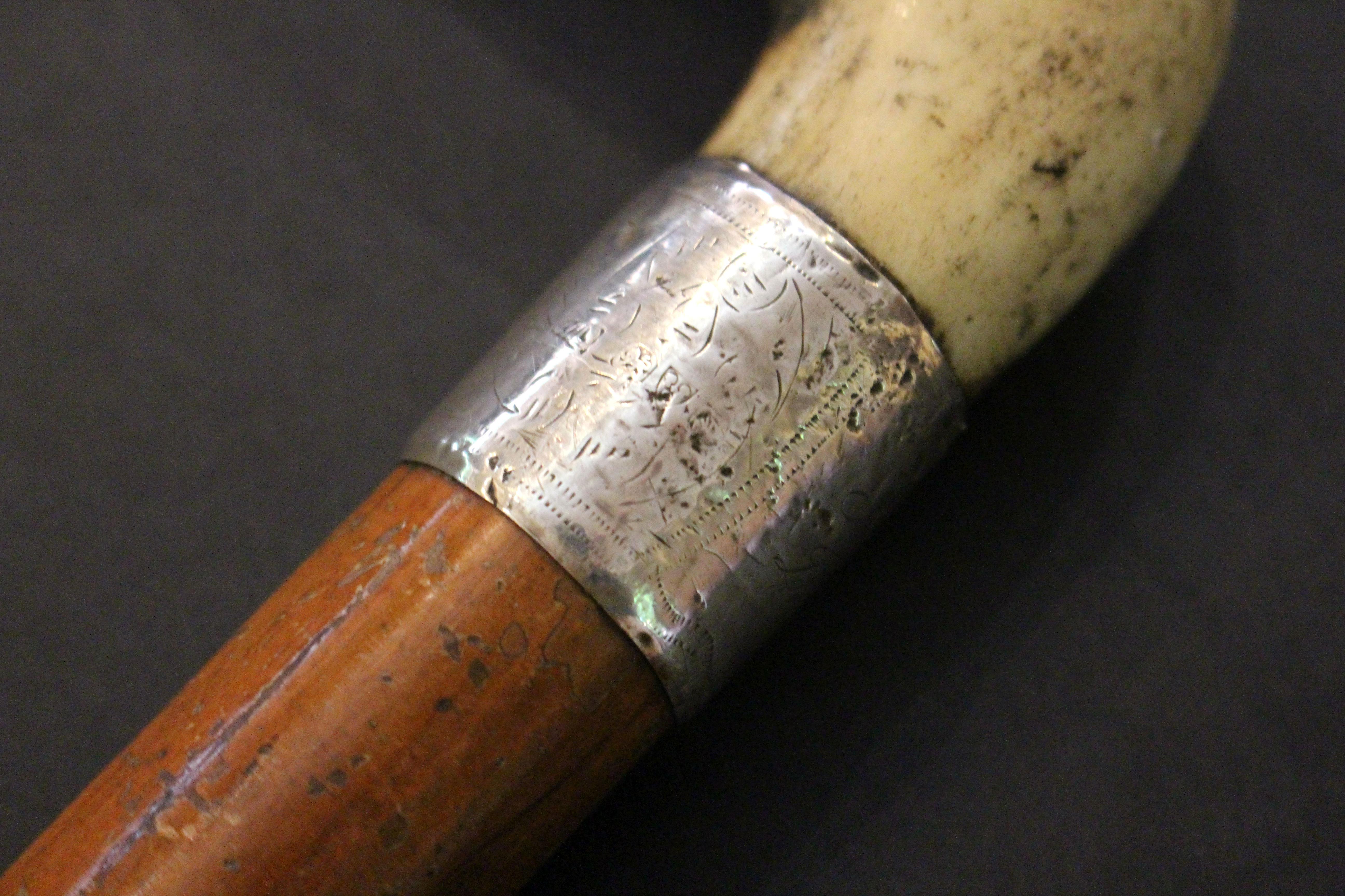 Victorian Early 20th Century Antler Handled Malacca Walking Stick
