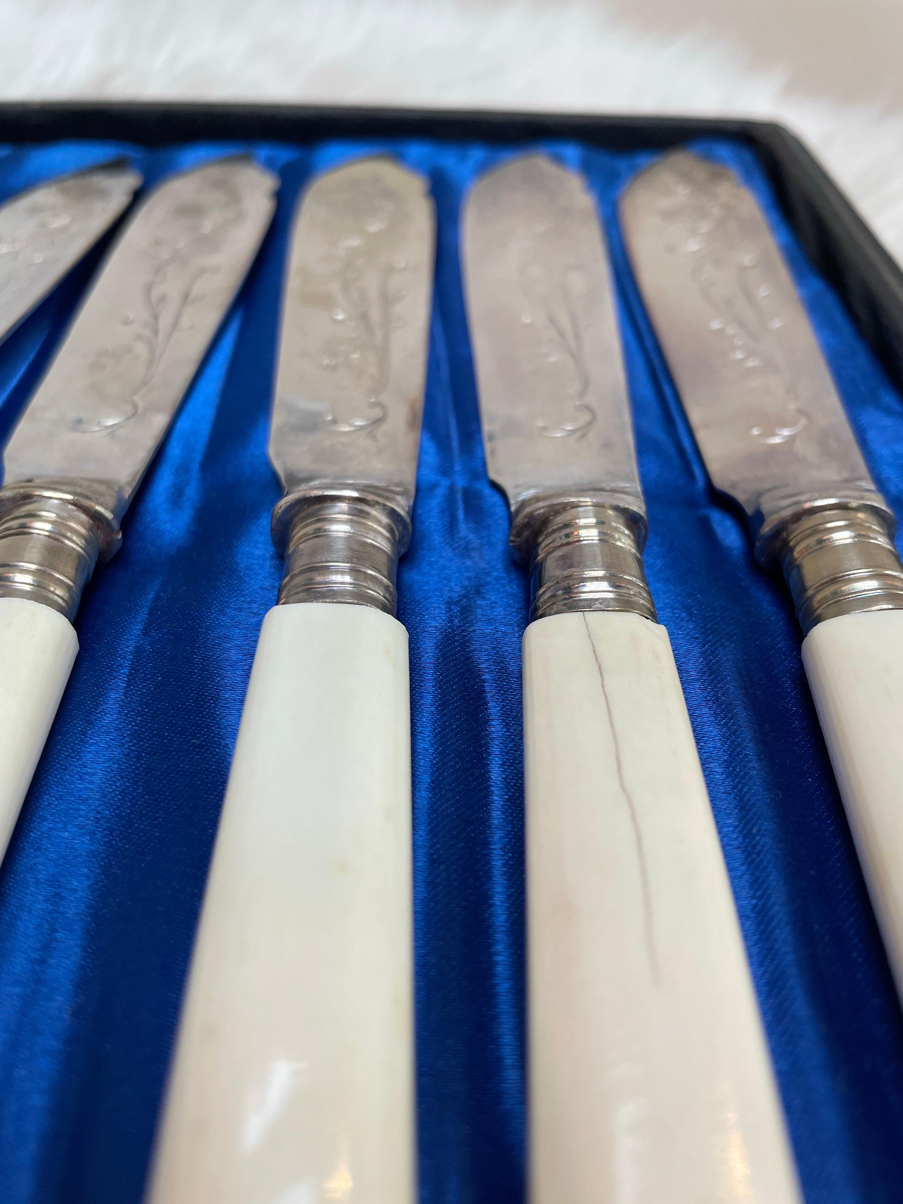 Early 20th Century Anton Wingen Jr. Solingen Germany Stag-Handled Knife Set For Sale 2