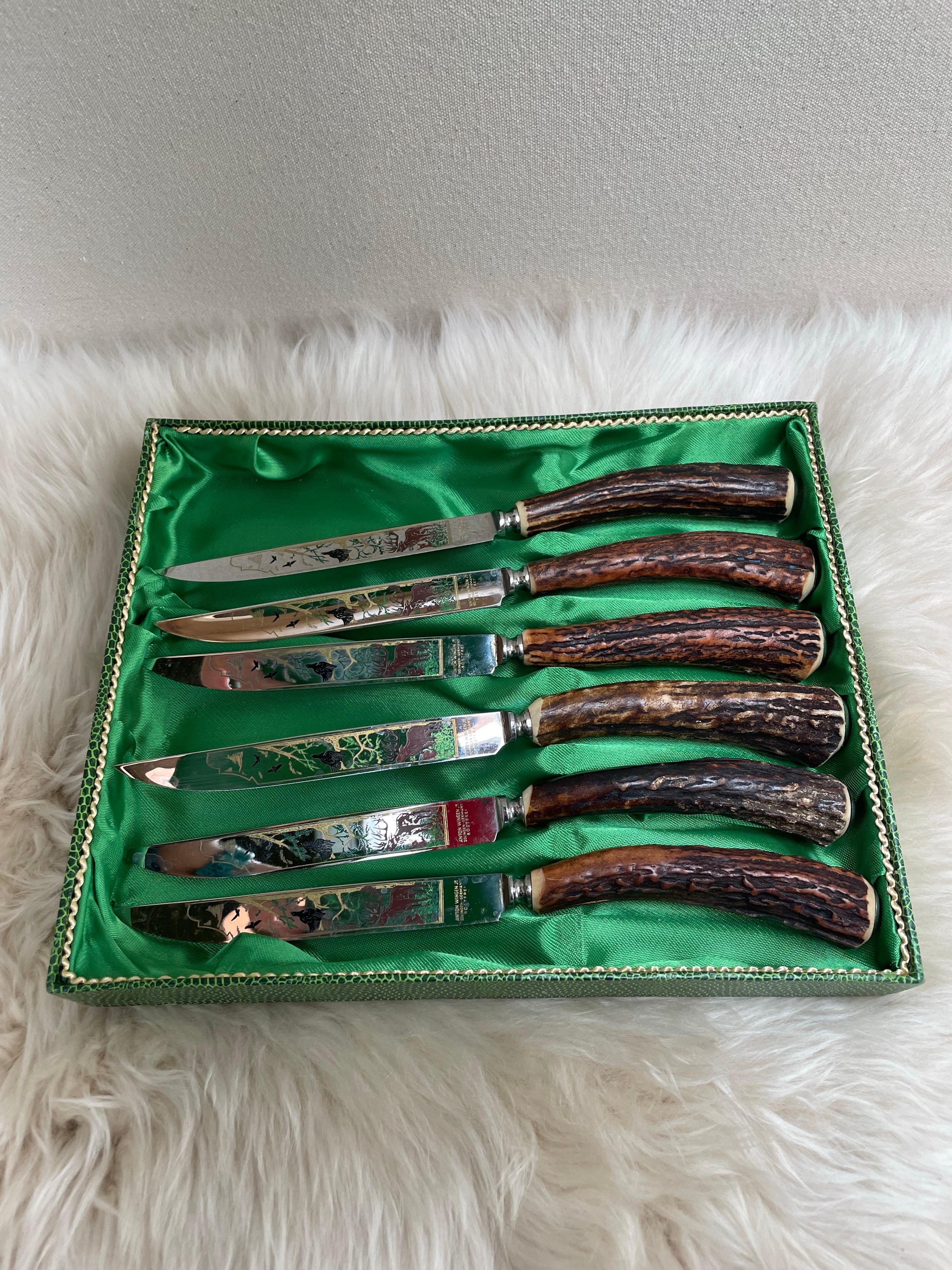 Anfang des 20. Jahrhunderts Anton Wingen JR. Solingen Deutschland Hirschhorn-Messer-Set im Angebot 3