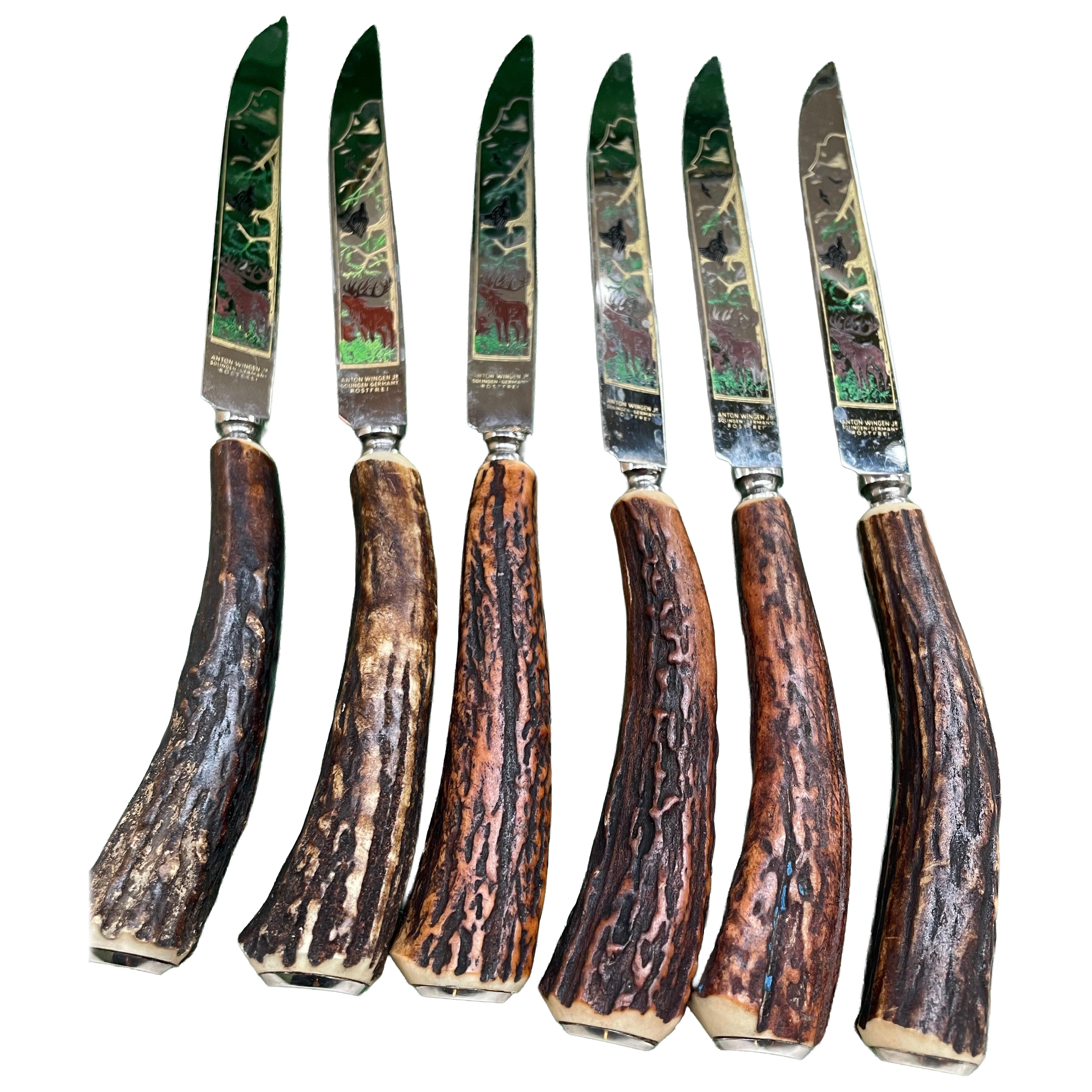 Anfang des 20. Jahrhunderts Anton Wingen JR. Solingen Deutschland Hirschhorn-Messer-Set