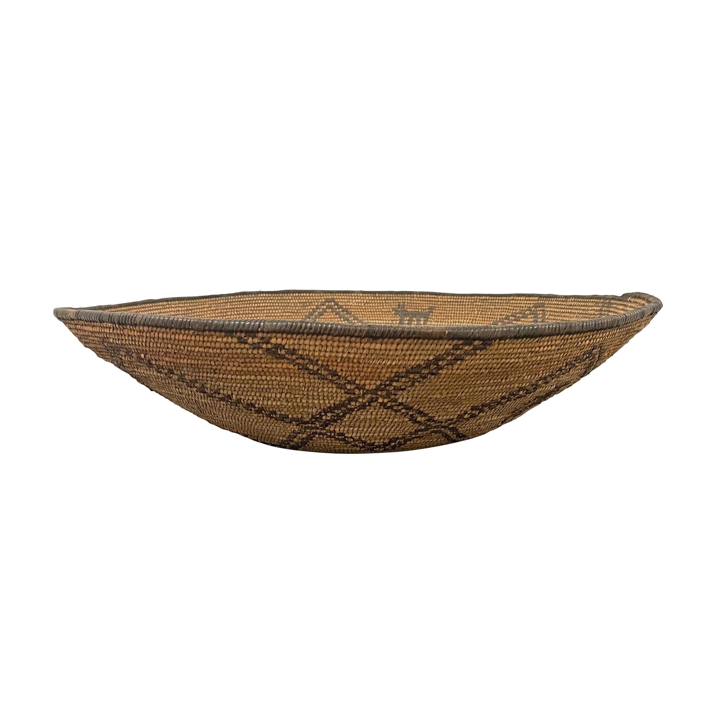 Native American Early 20th Century Apache Tray Basket For Sale