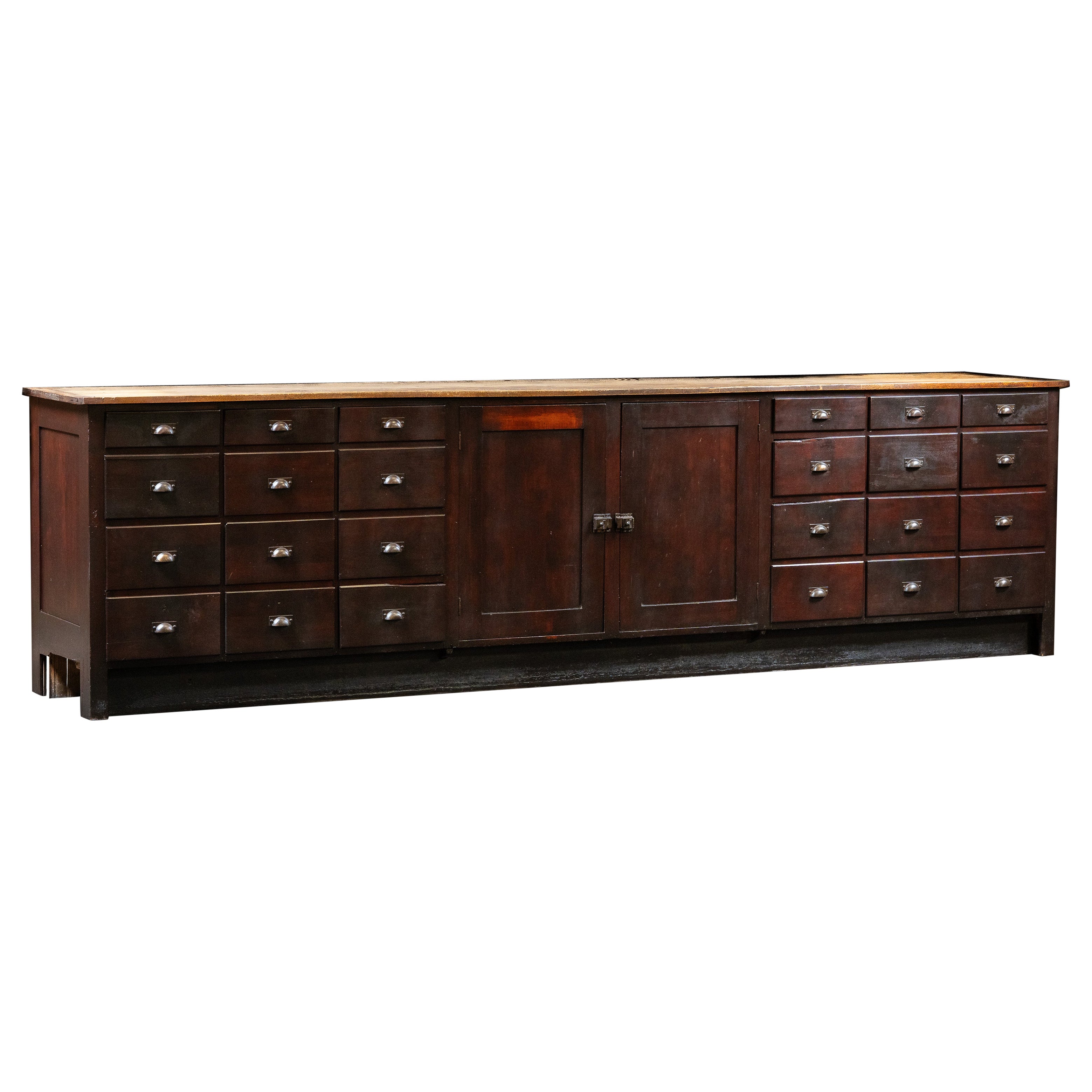 Early 20th Century Apothecary Counter with Drawers and Cupboards in vendita