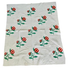 Early 20th Century Apple Blossom Appliqué Quilt, Hand Quilted, Circa 1905–1915