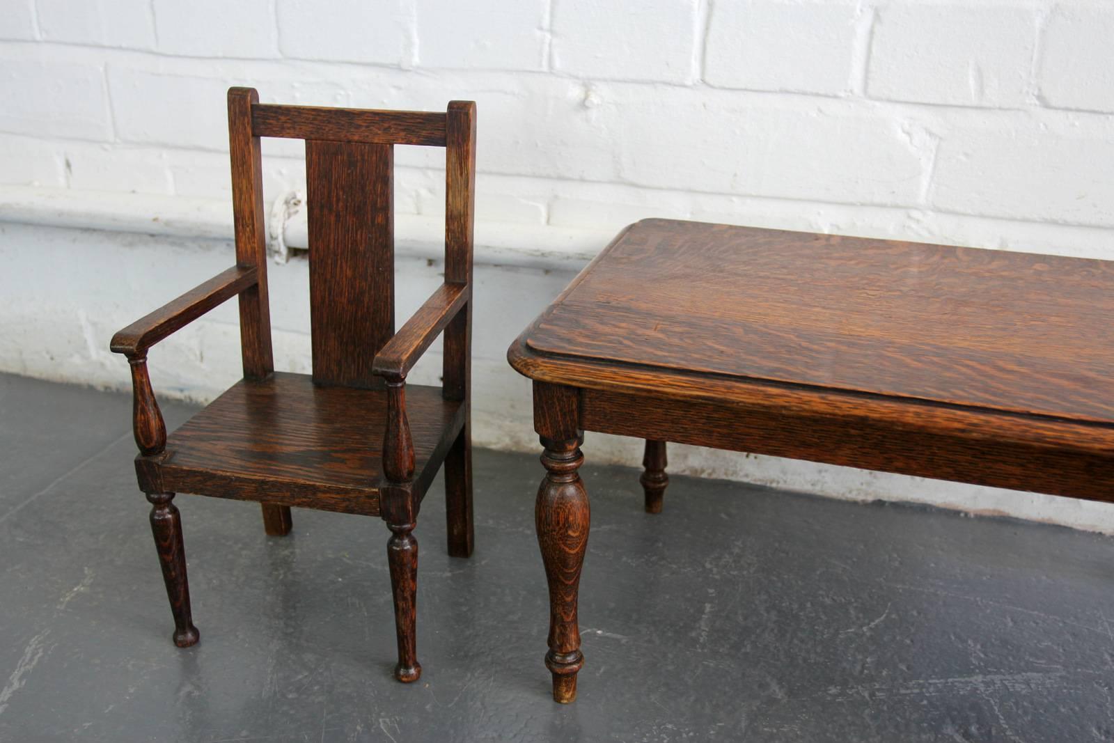Early 20th Century Apprentice Made Model Table and Chair 2