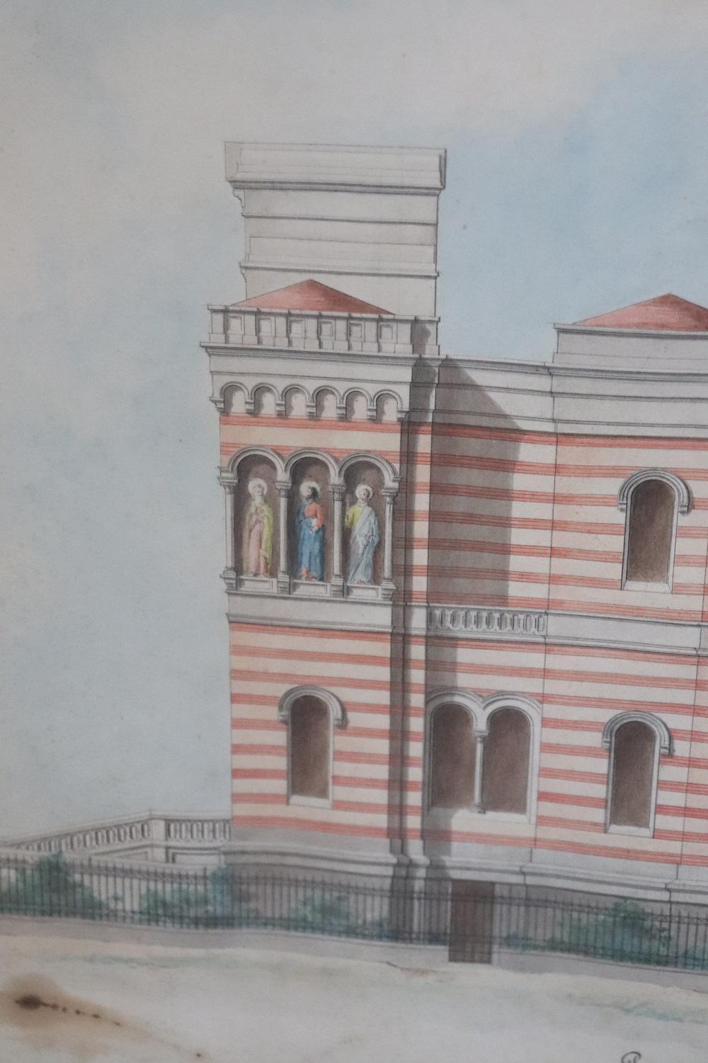 Early 20th Century Architectural Drawings on Paper, Italian Church For Sale 7