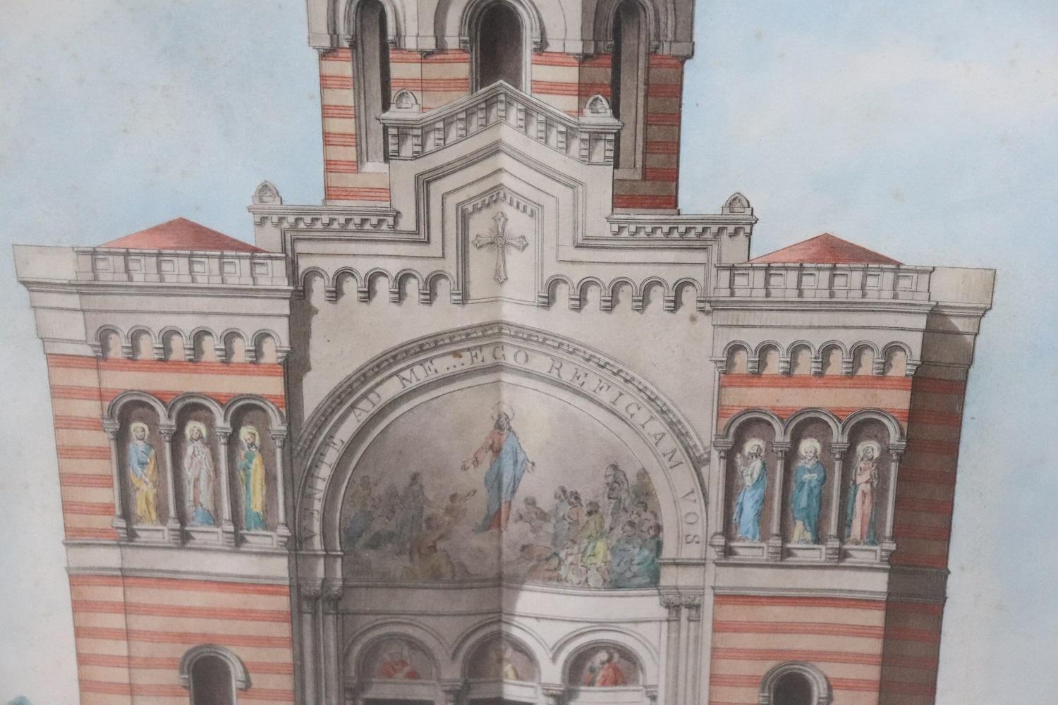 Early 20th Century Architectural Drawings on Paper, Italian Church For Sale 10