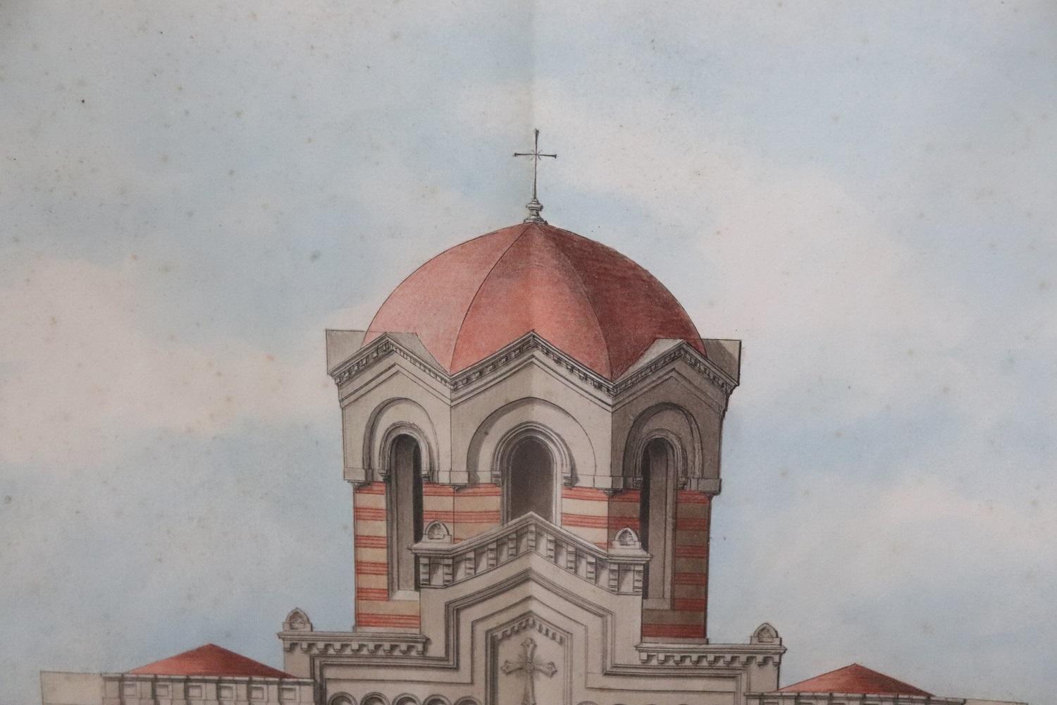 Early 20th Century Architectural Drawings on Paper, Italian Church For Sale 12