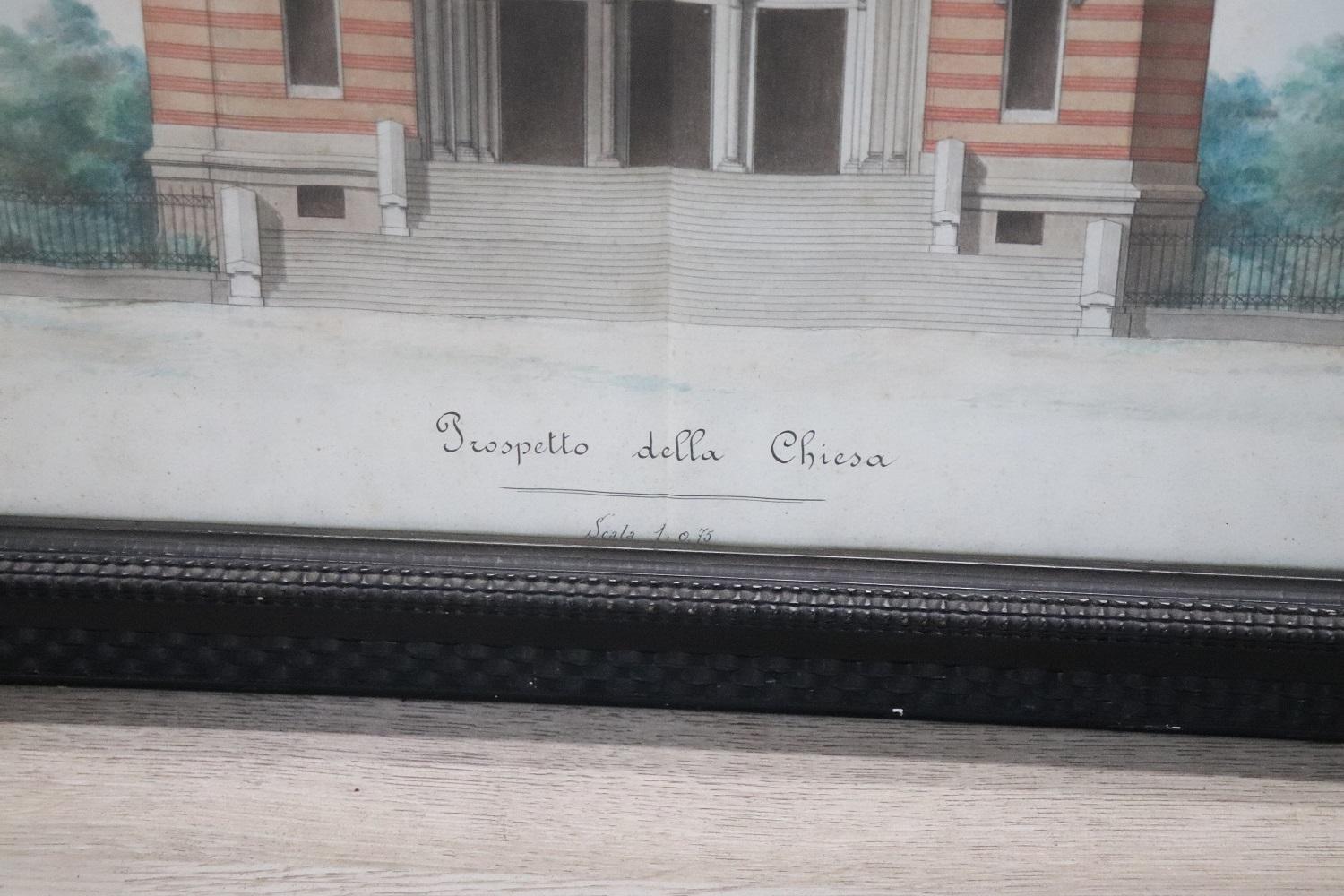 Dessins d'architecture sur papier du début du 20e siècle, église italienne en vente 2