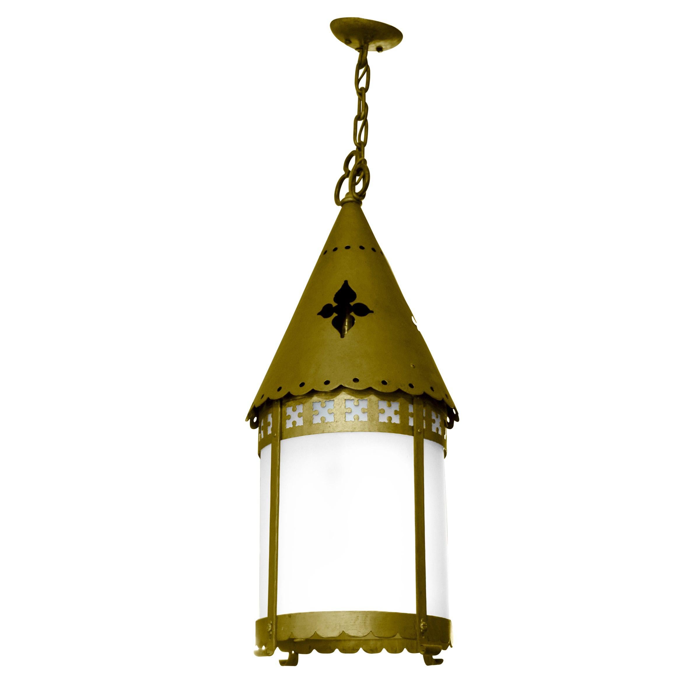 Early 20th Century Argentine Brass Pendant Light Fixture For Sale