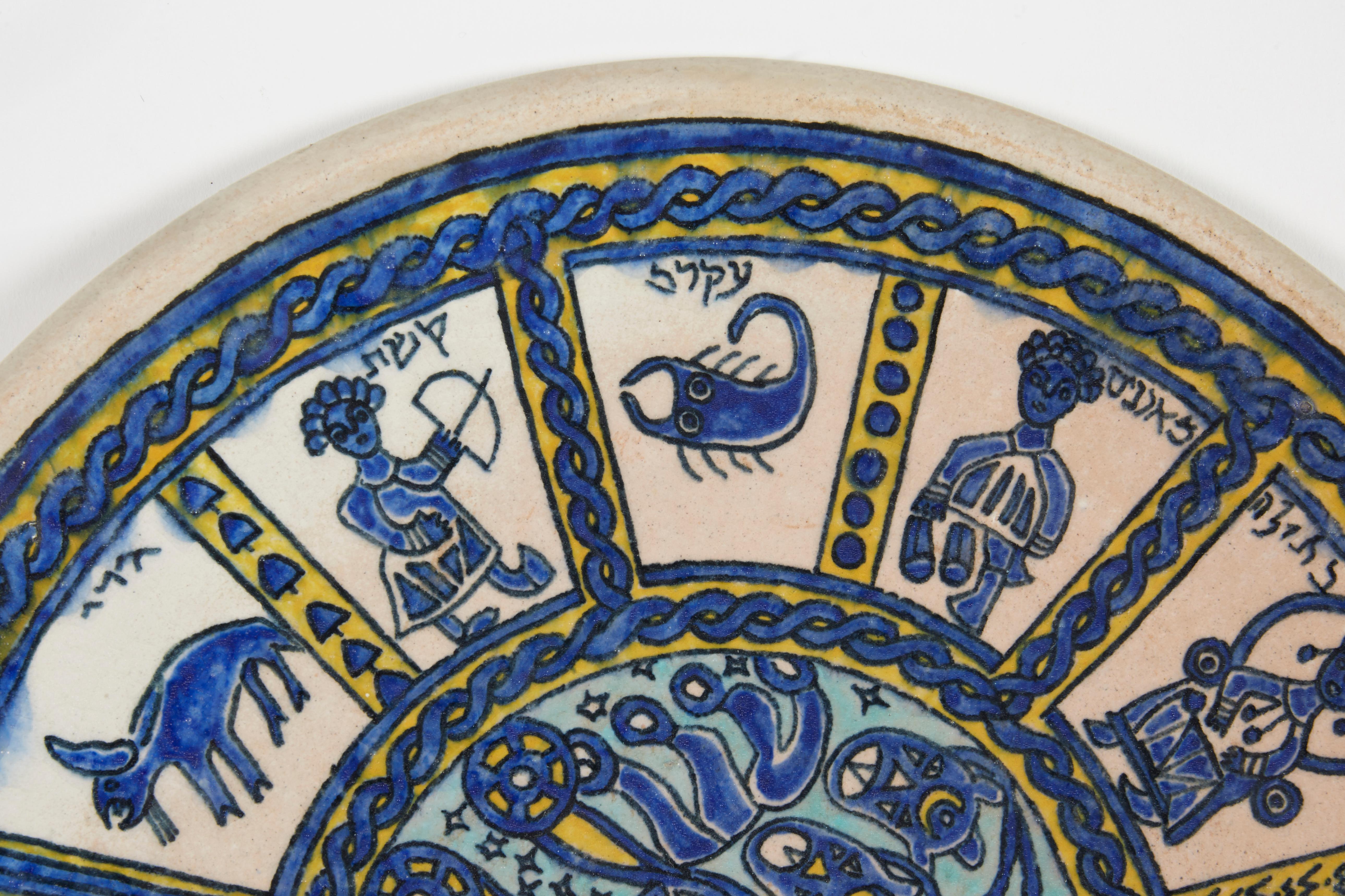 Israeli Early 20th Century Armenian Pottery Plate from Jerusalem For Sale