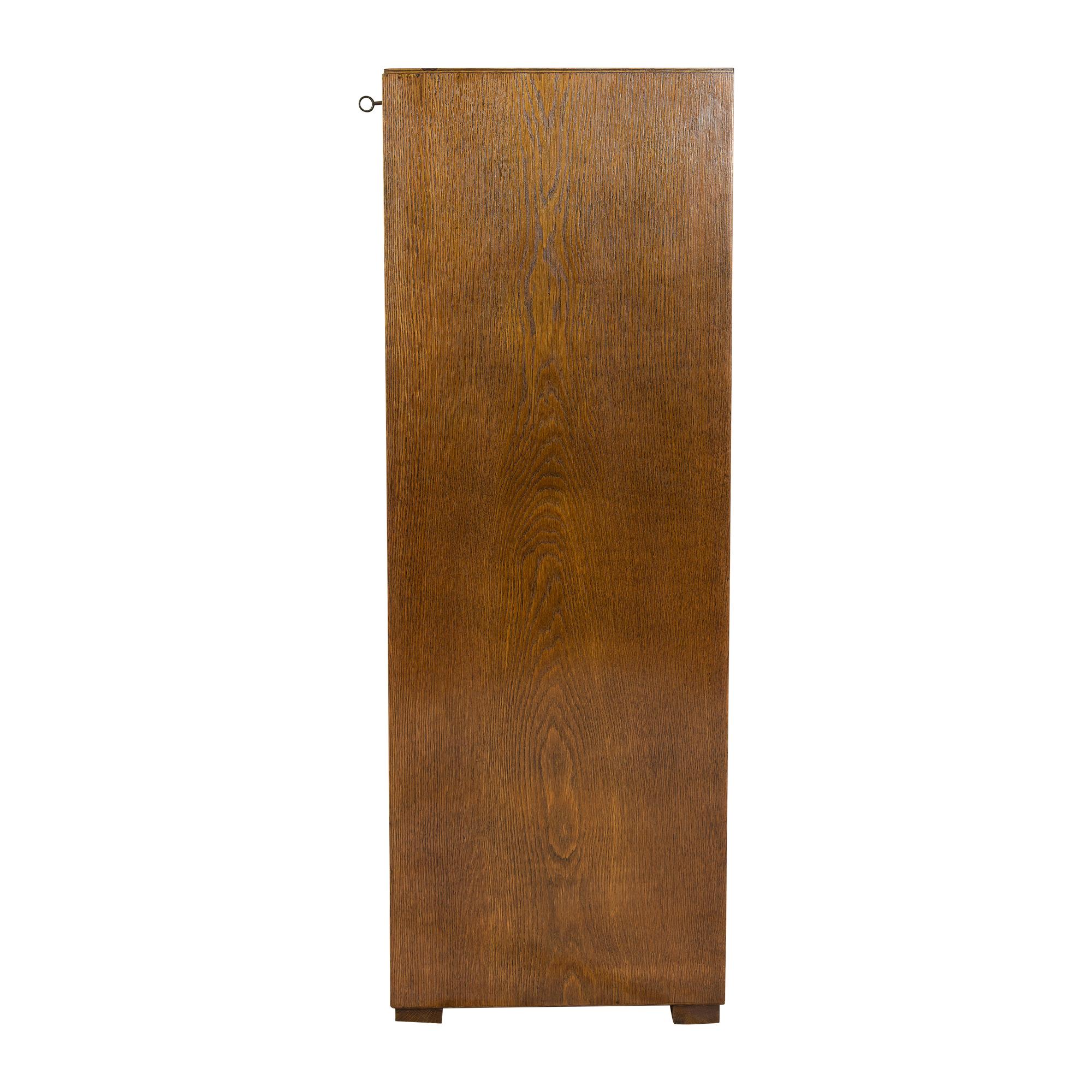 German Early 20th Century Art Deco / Bauhaus Oak Wood Roller Door Filling Cabinet