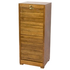 Early 20th Century Art Deco / Bauhaus Oak Wood Roller Door Filling Cabinet