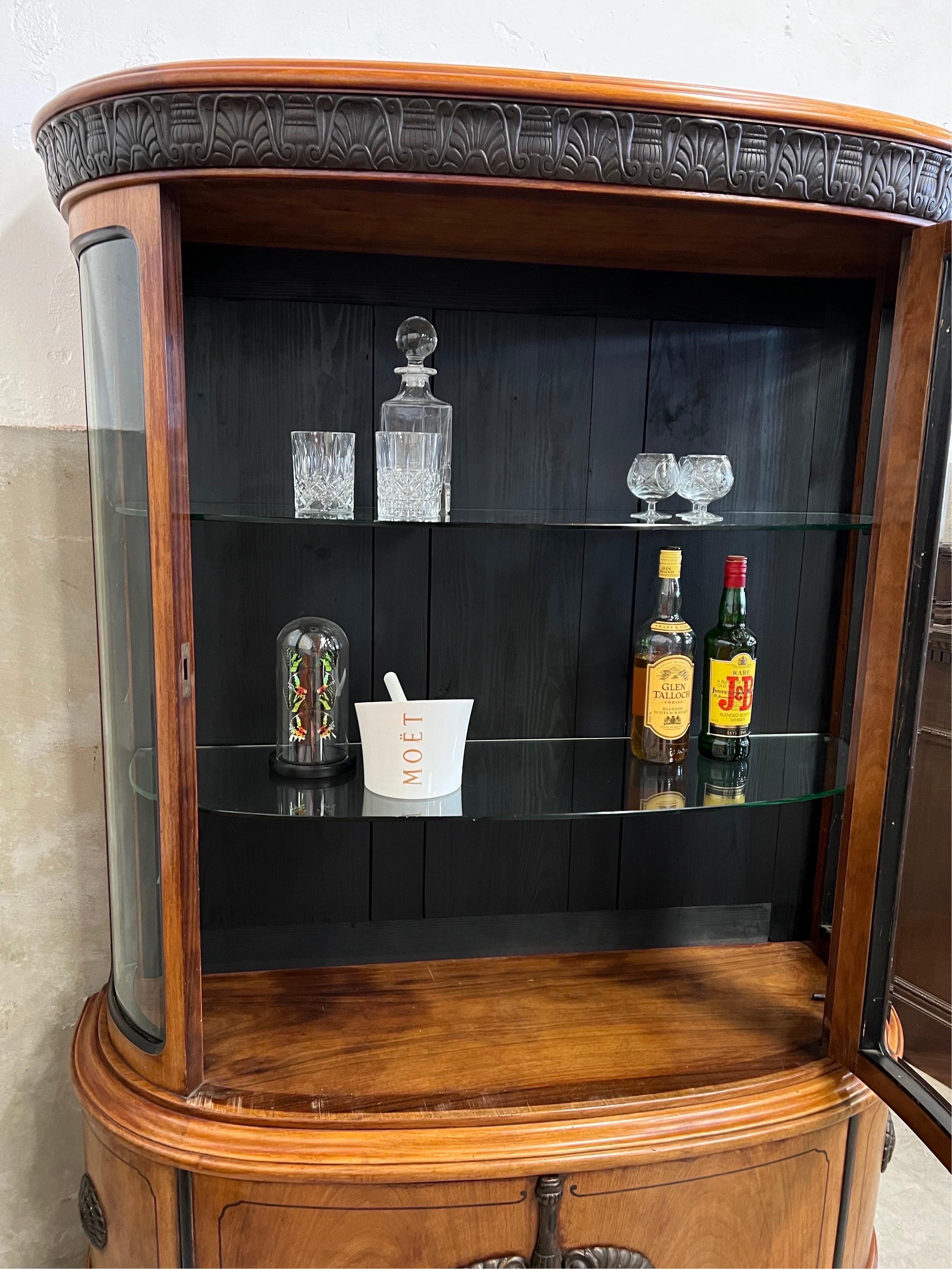 Early 20th Century Art Deco Beverage Cabinet, Curved Glass 4