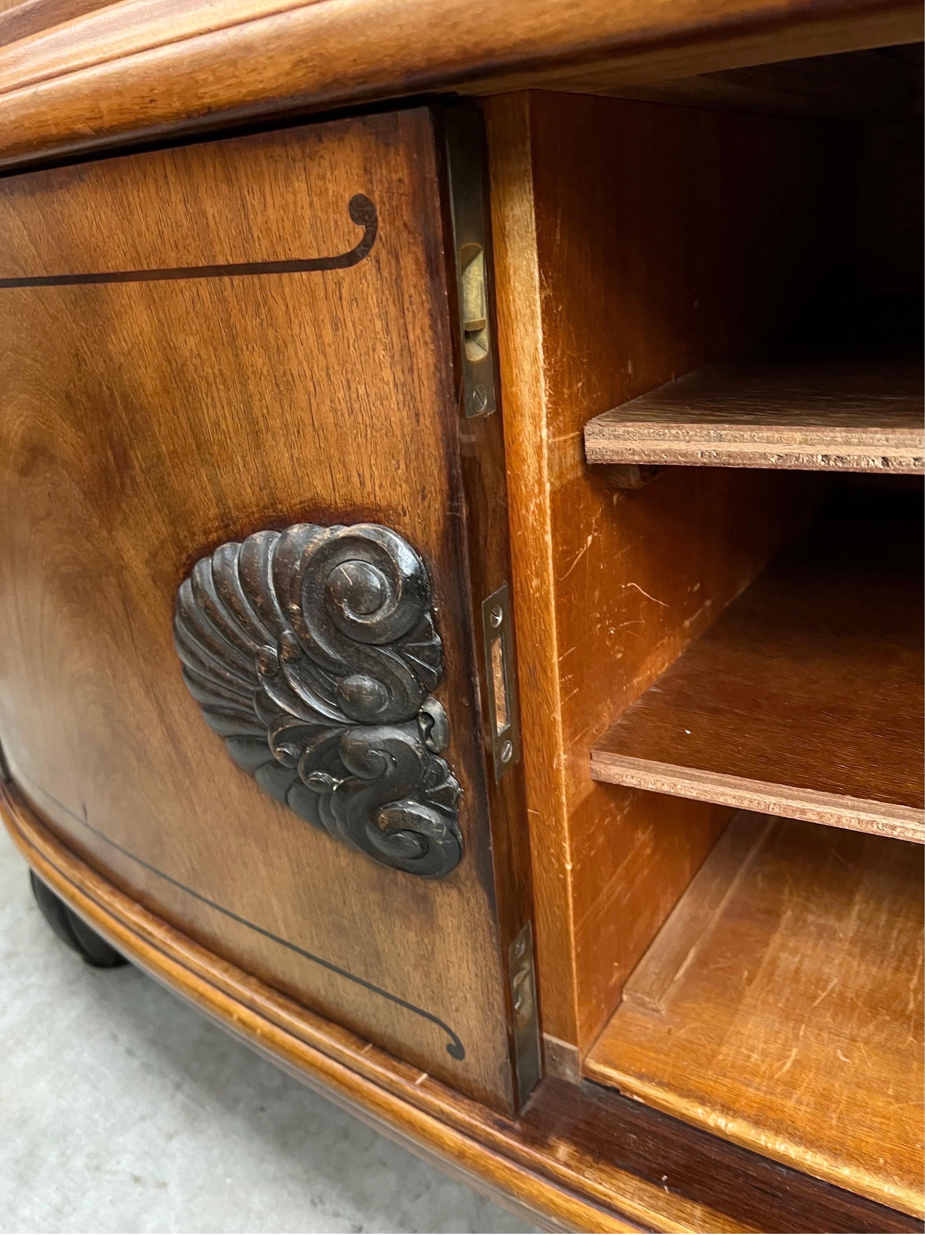 Early 20th Century Art Deco Beverage Cabinet, Curved Glass 13