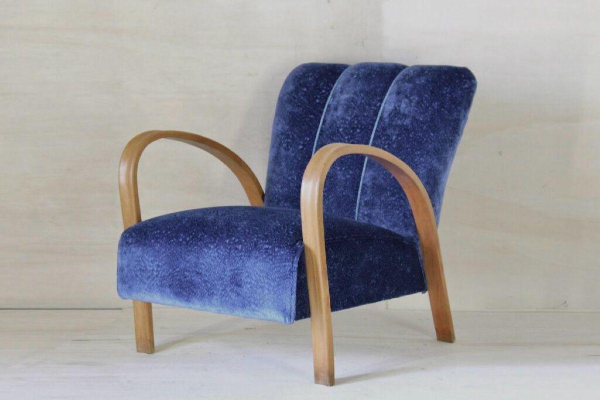 Fauteuil bleu Art Déco du début du 20e siècle, France en vente 4