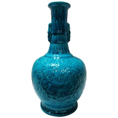 Antique Early 20th Century Art Deco Blue Glazed Porcelain Sevre French Vase