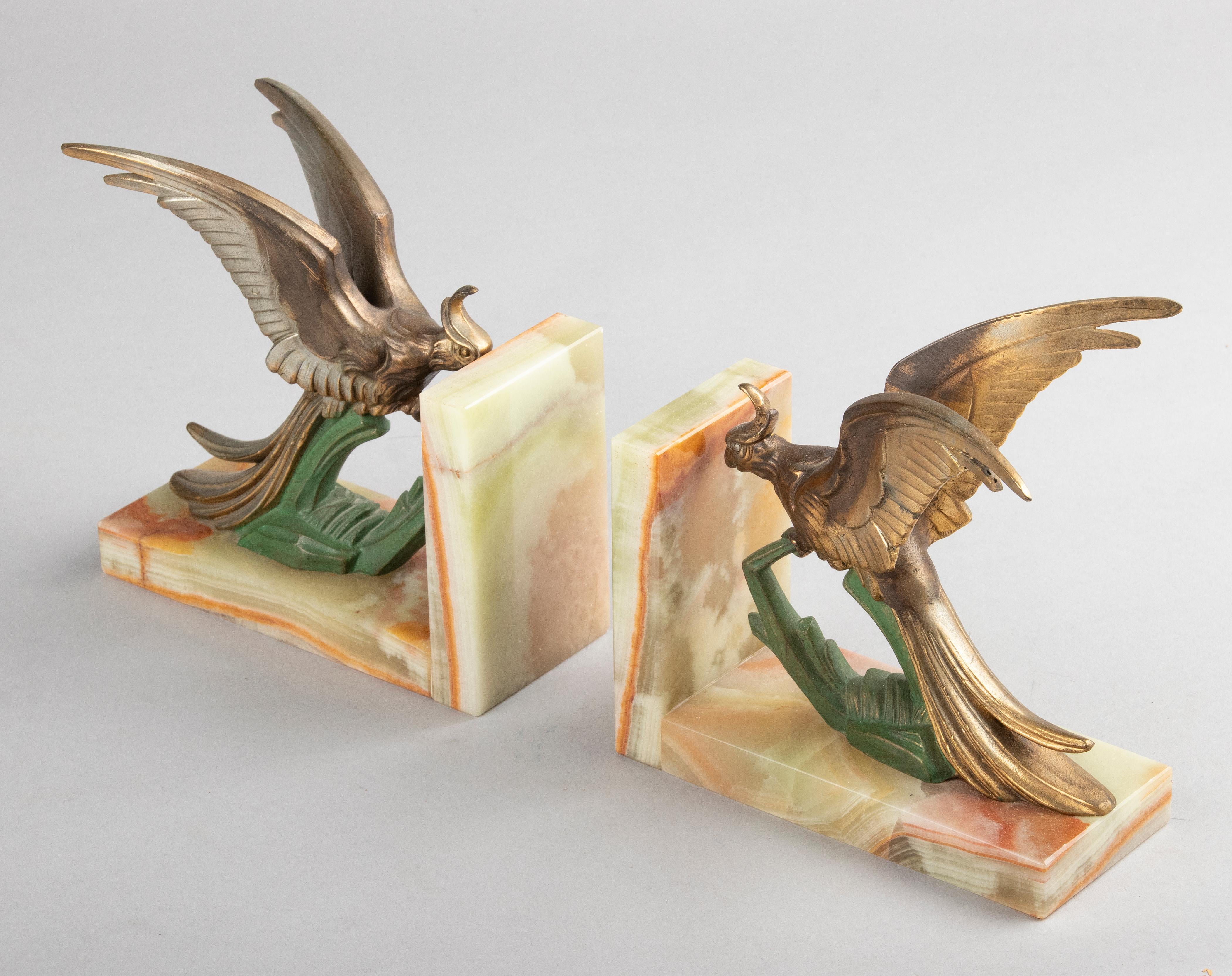 Buchstützen im Art déco-Stil des frühen 20. Jahrhunderts mit Papagei-Vogeln im Angebot 5