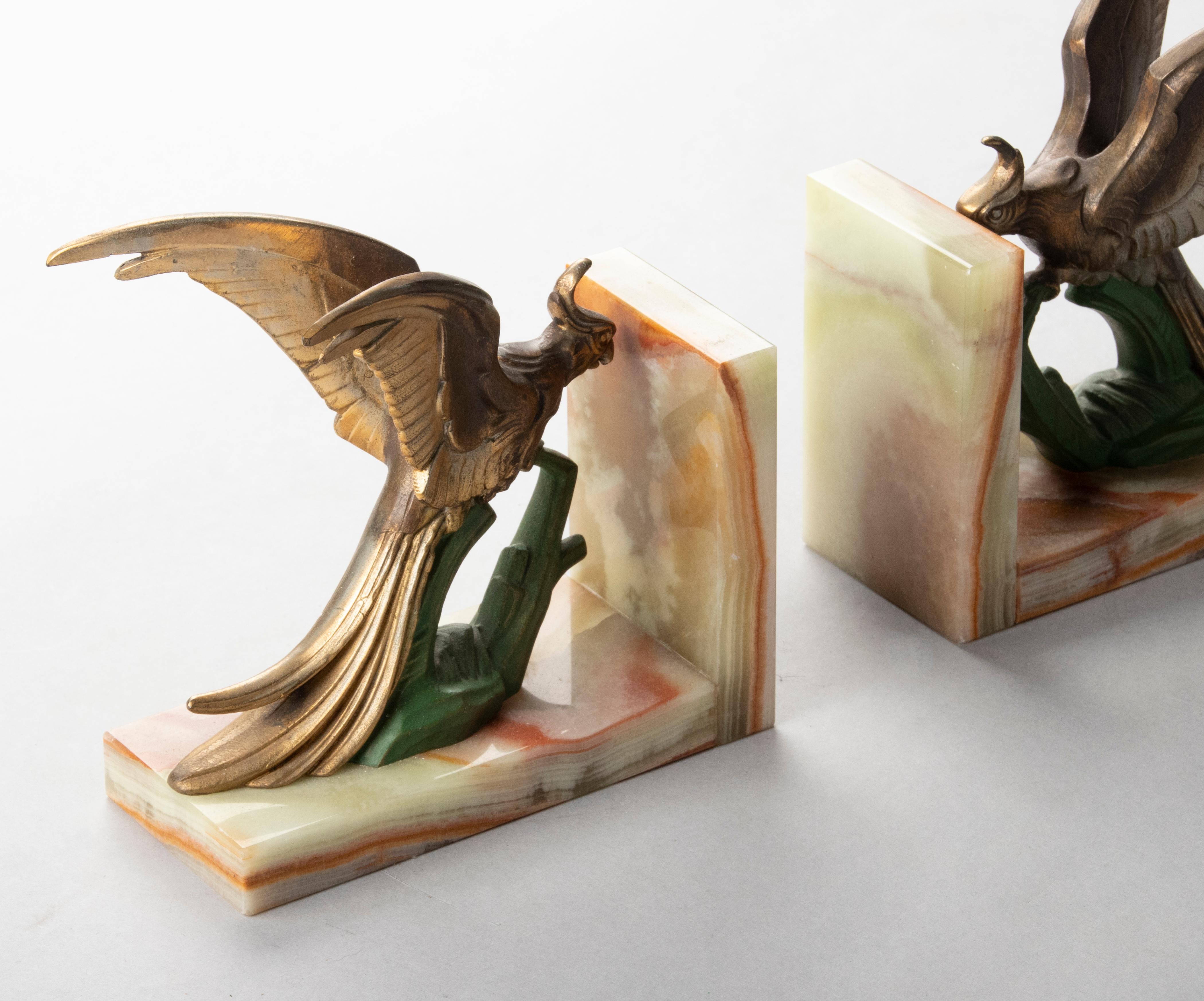 Early 20th Century Art Deco Bookends with Parrot Birds For Sale 11