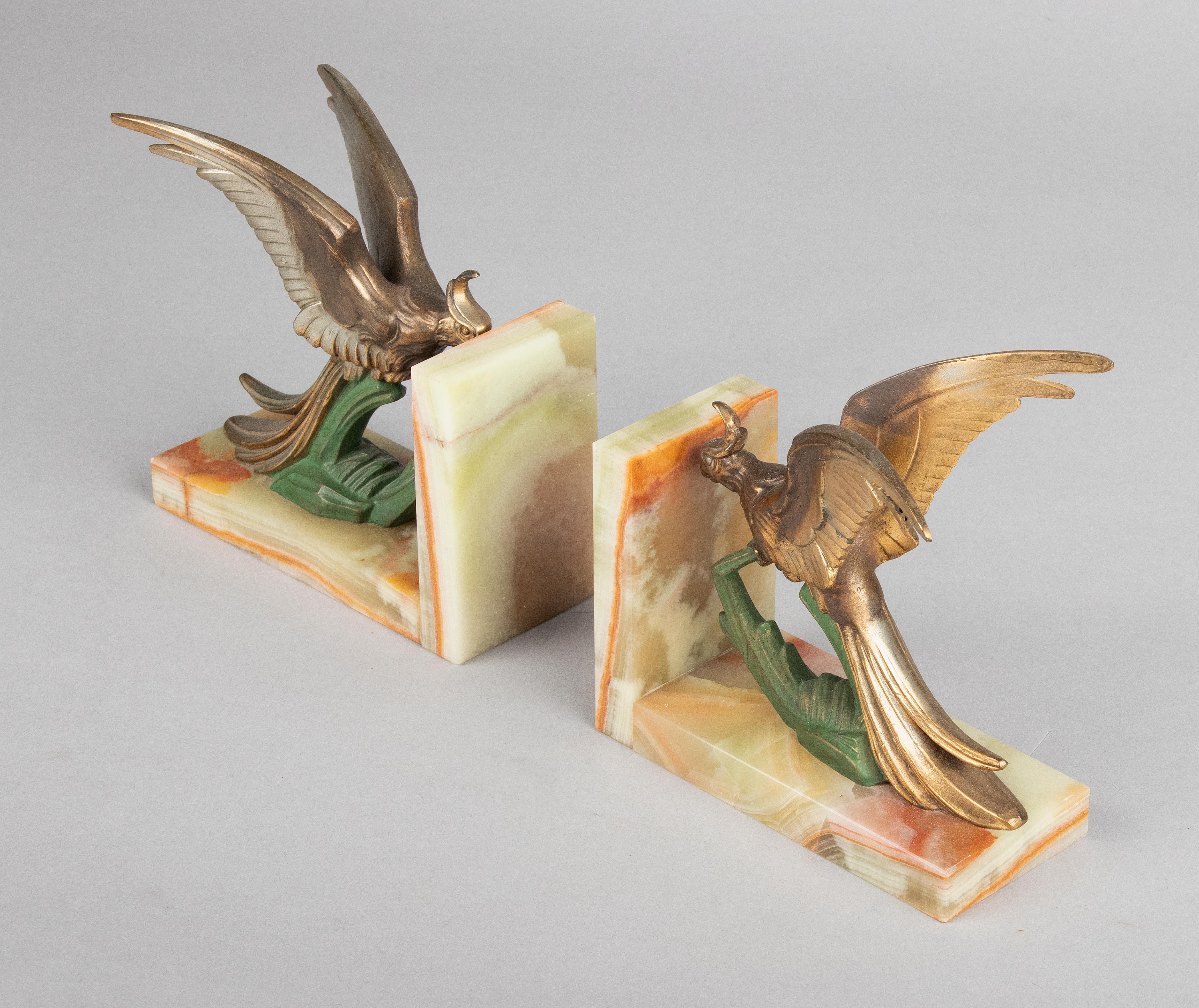Early 20th Century Art Deco Bookends with Parrot Birds For Sale 12