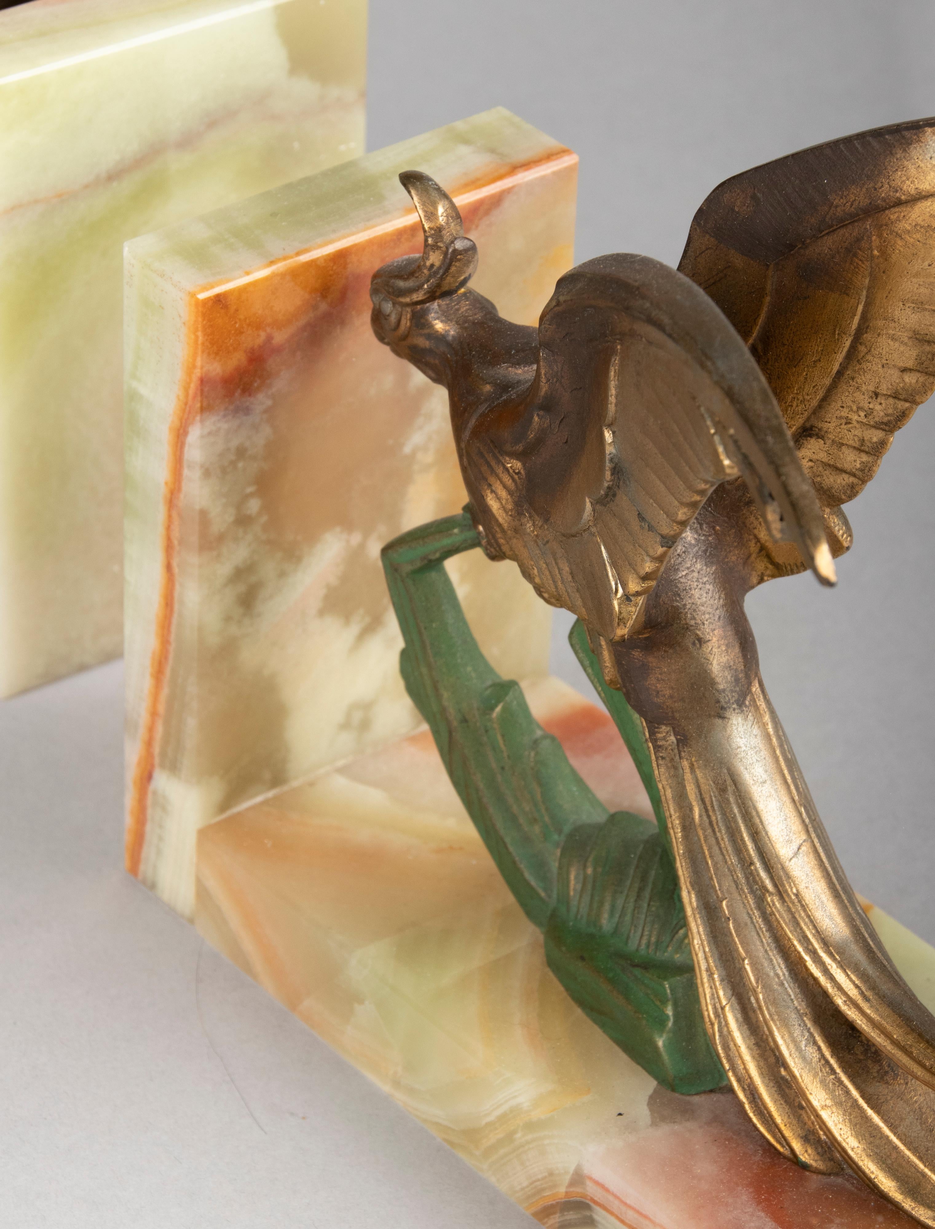 Early 20th Century Art Deco Bookends with Parrot Birds For Sale 13