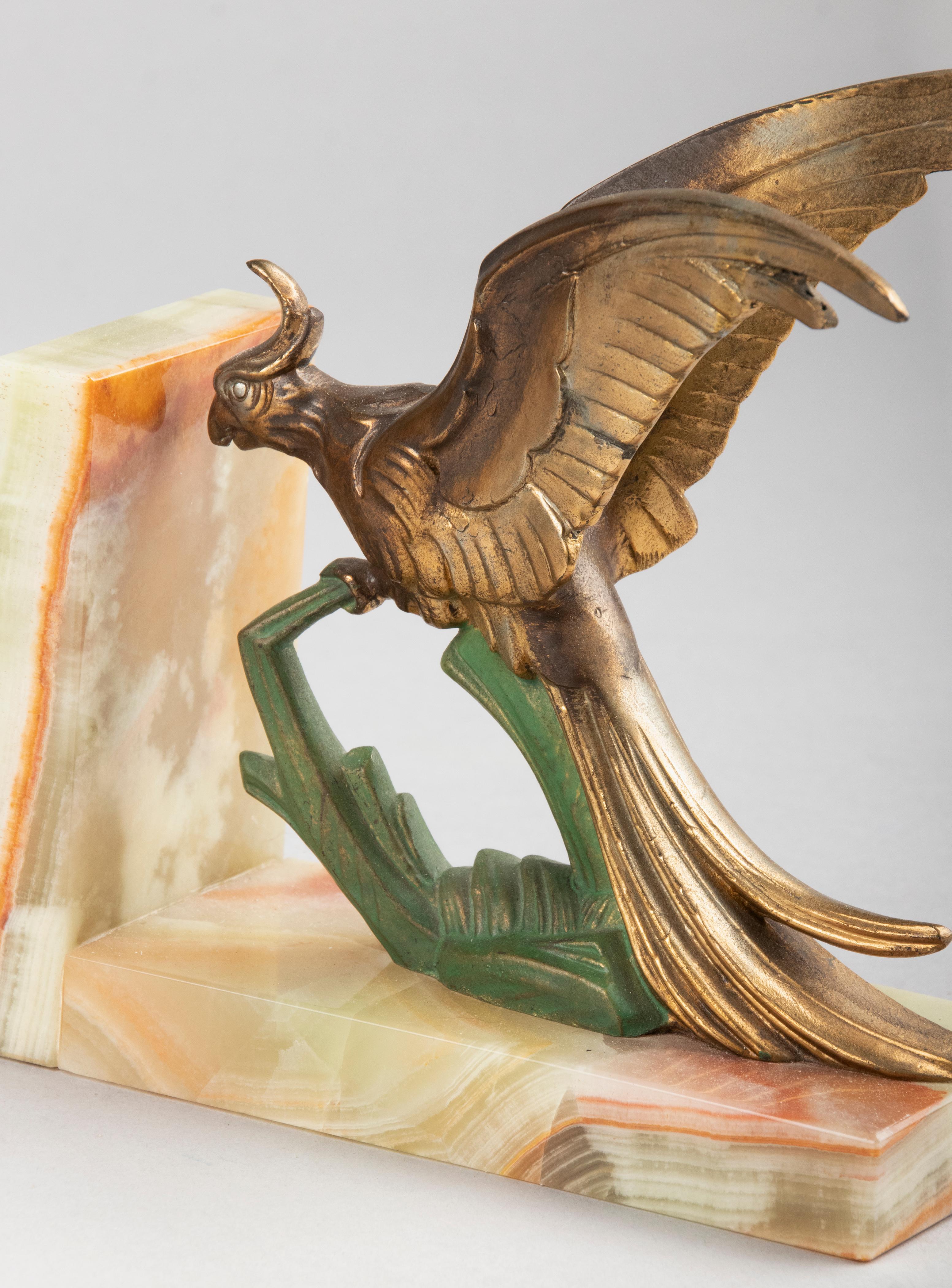 Early 20th Century Art Deco Bookends with Parrot Birds 14