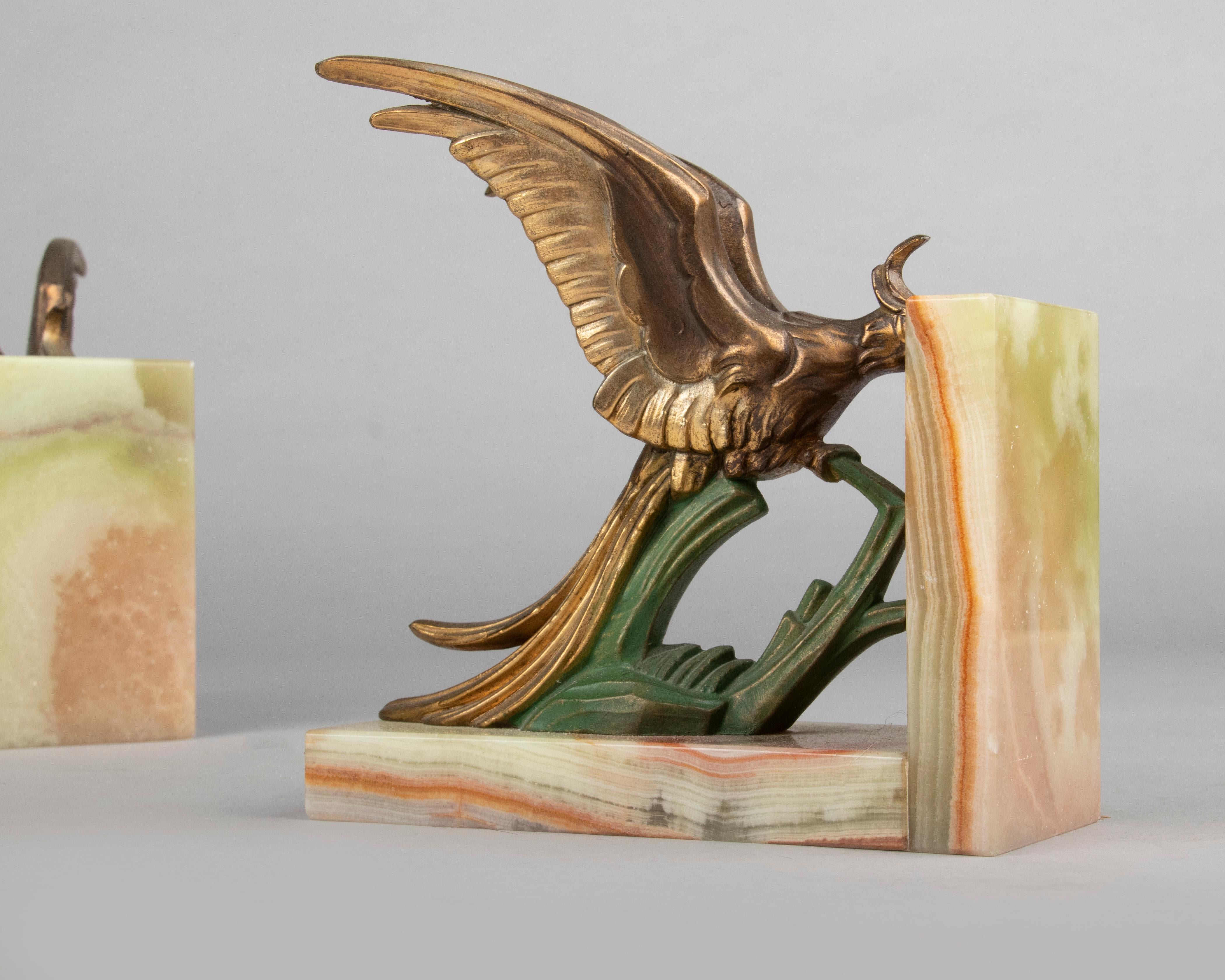 Early 20th Century Art Deco Bookends with Parrot Birds For Sale 2