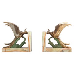 Early 20th Century Art Deco Bookends with Parrot Birds