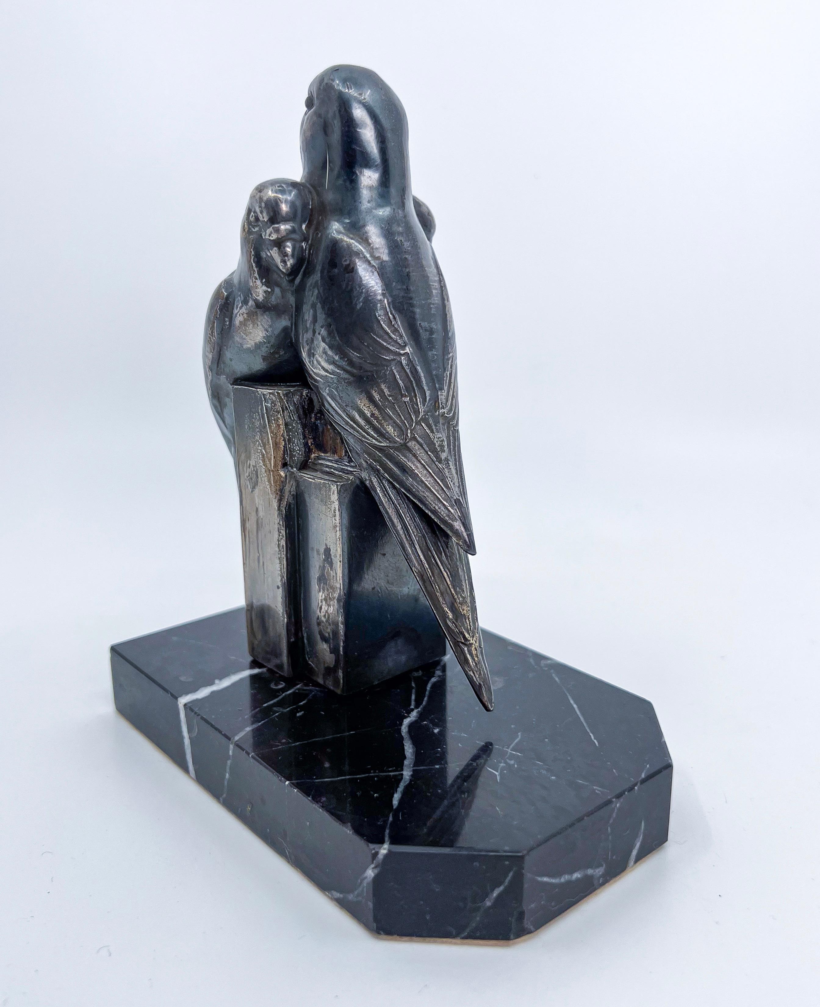 Onyx Early 20th Century Art Deco Bookends with Birds For Sale