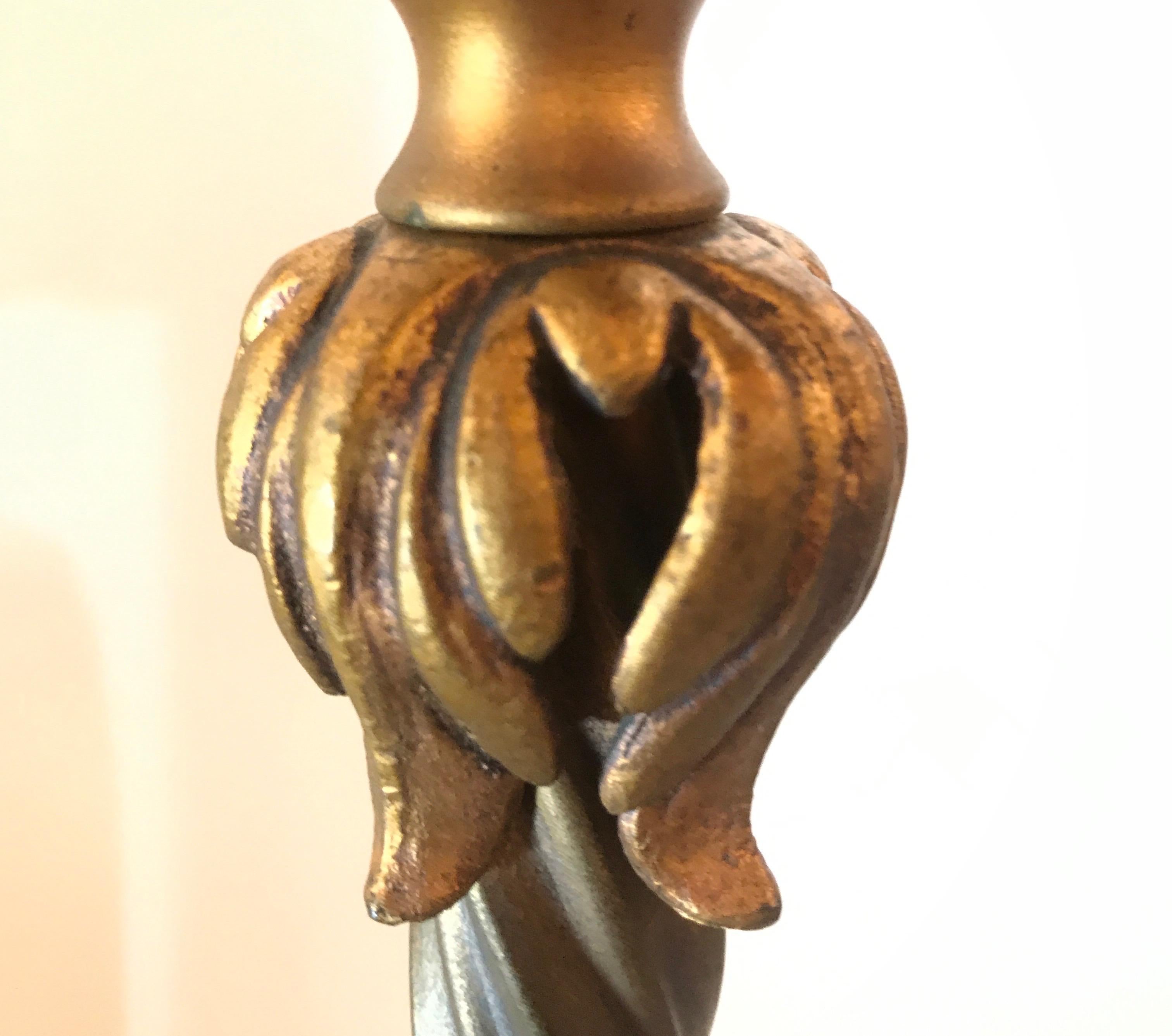 Early 20th Century Art Deco Bronze and Marble Floor Lamp by Oscar Bach For Sale 3