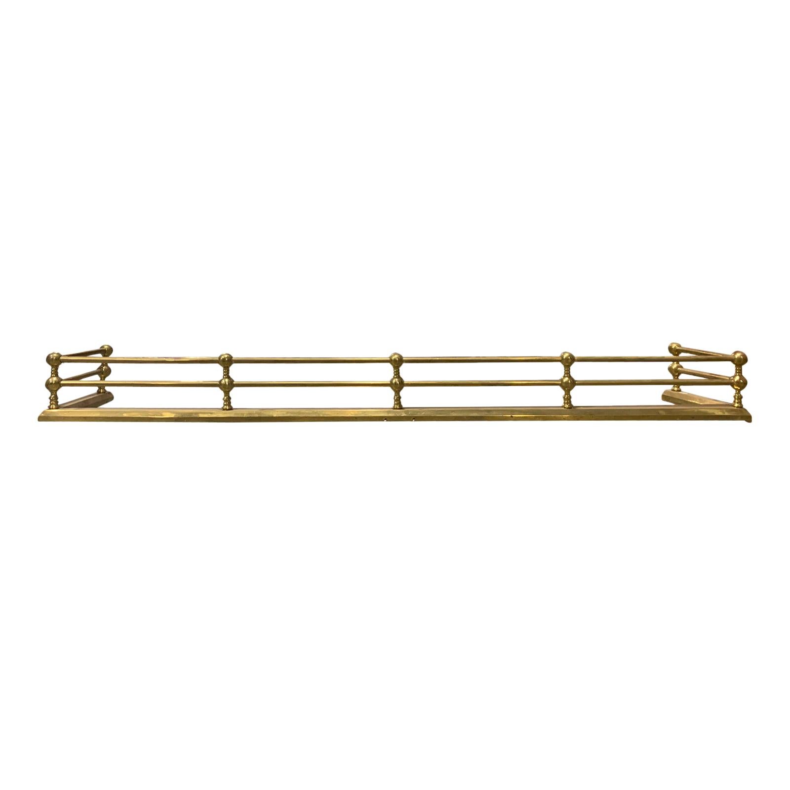 Early 20th Century Art Deco Brass Fireplace Fender, Large Scale For Sale
