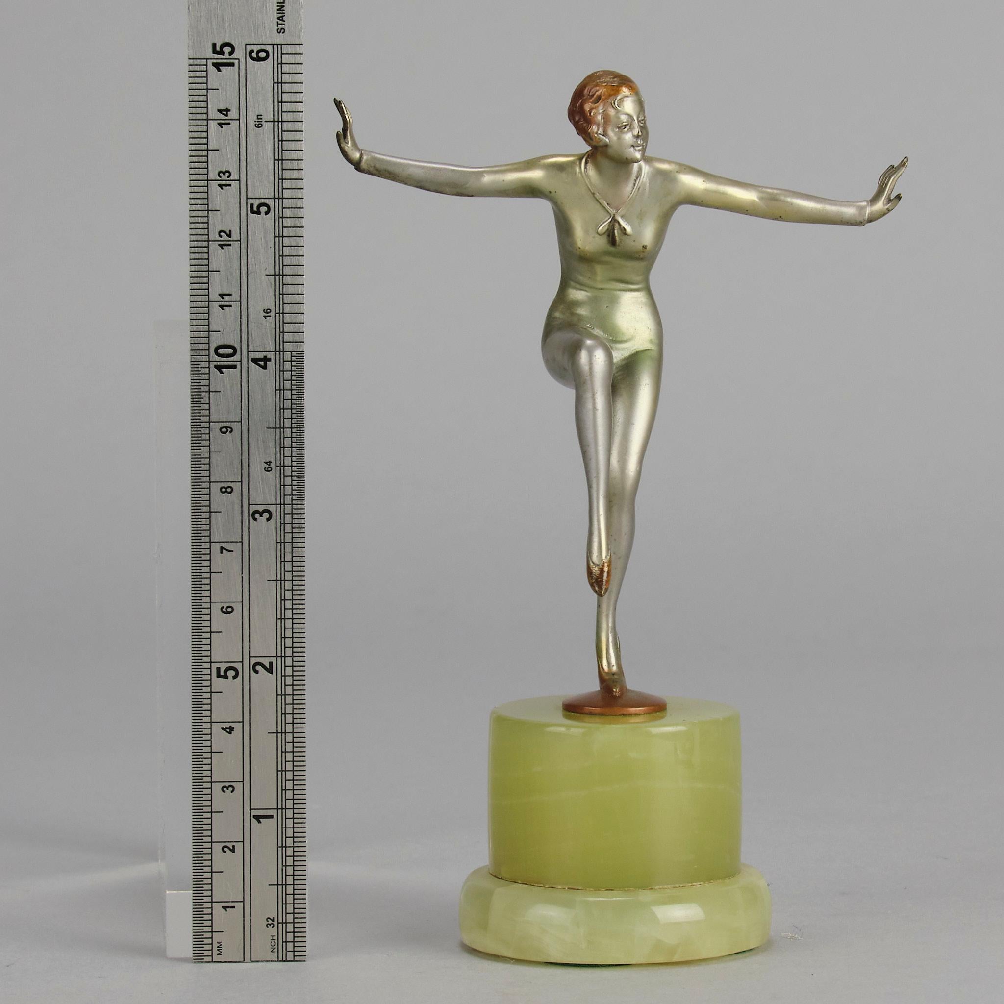 Art-Déco-Bronze des frühen 20. Jahrhunderts mit dem Titel „Arms Out“ von Josef Lorenzl im Angebot 4