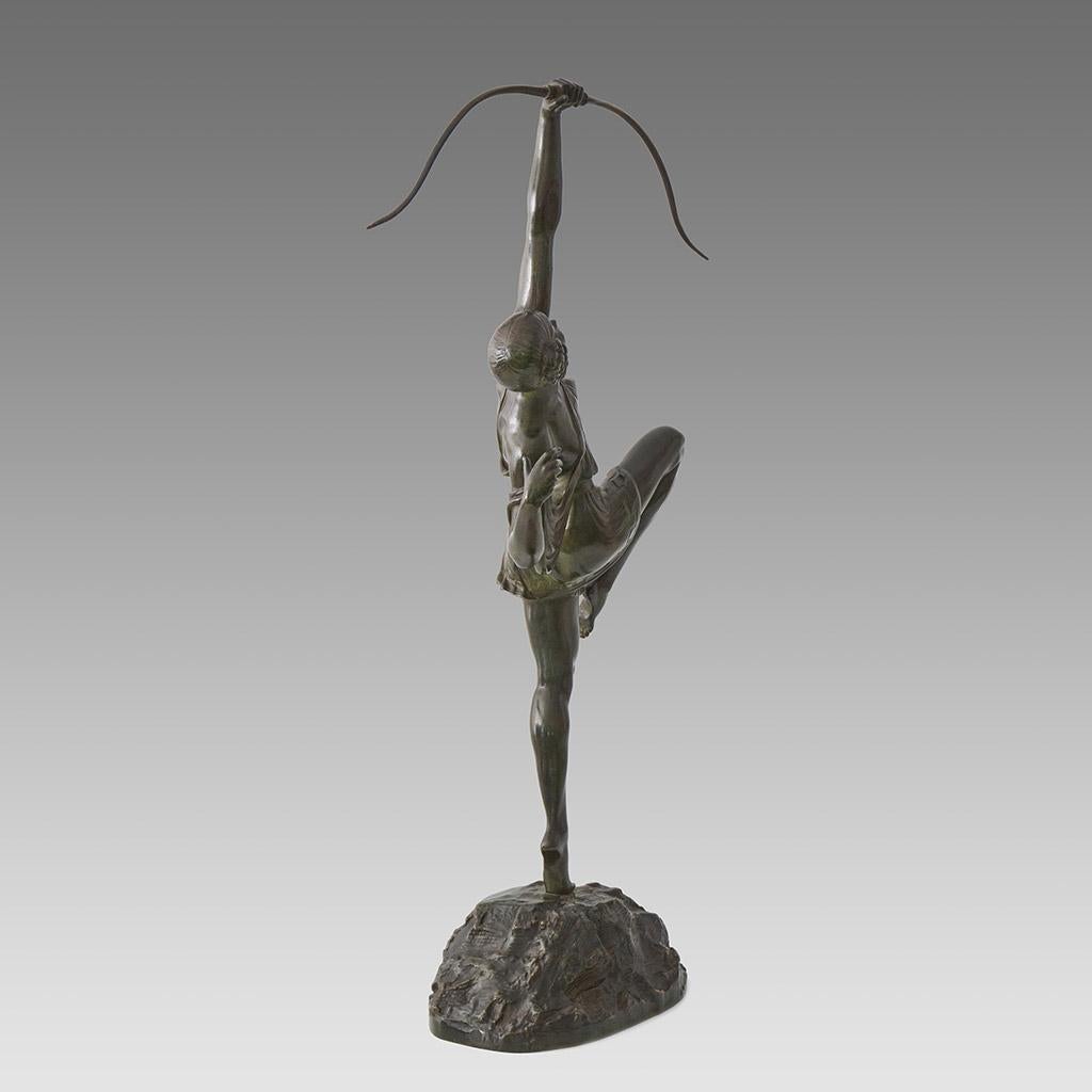 Art-déco-Bronze des frühen 20. Jahrhunderts mit dem Titel „Diana“ von Pierre Le Faguays (Französisch) im Angebot