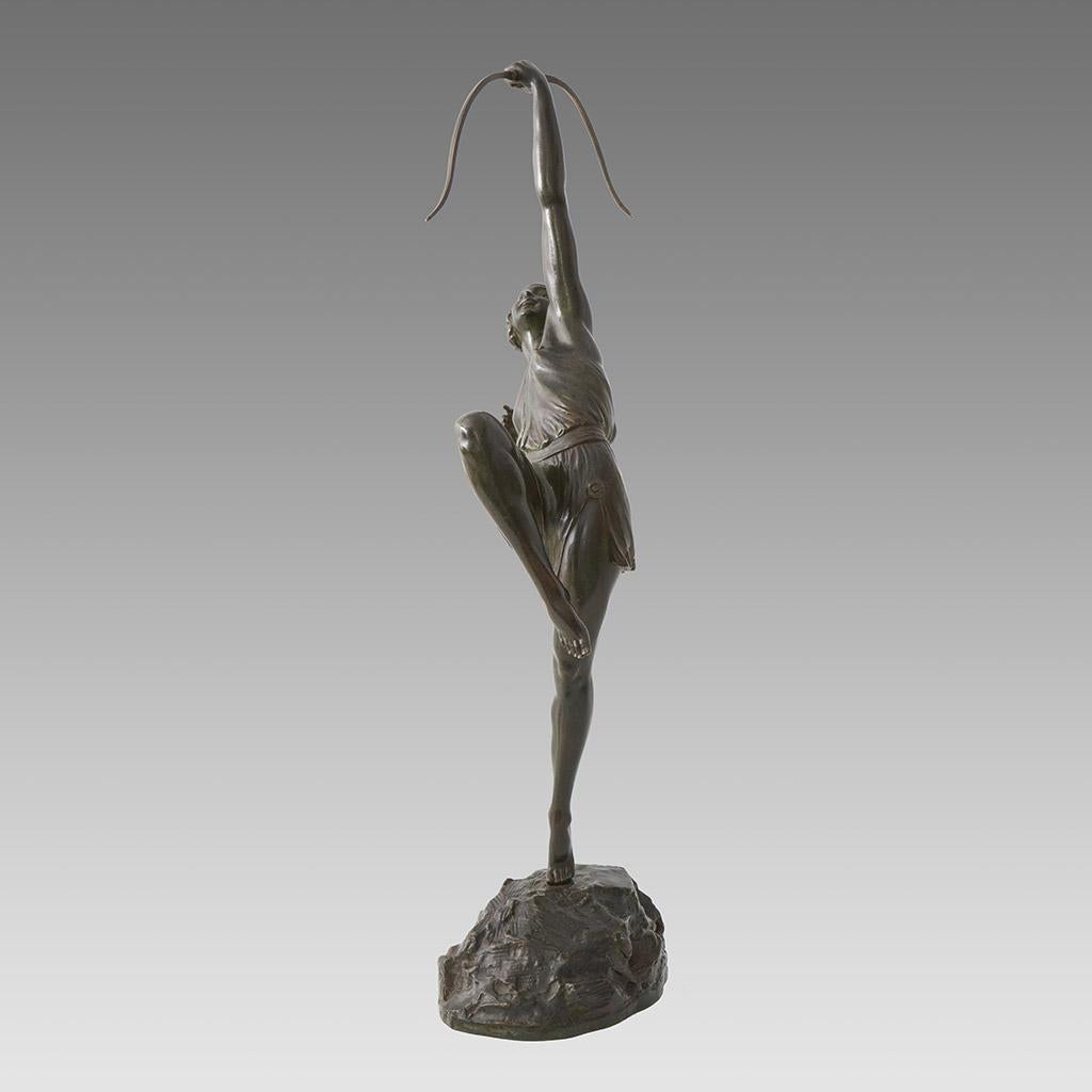 Art-déco-Bronze des frühen 20. Jahrhunderts mit dem Titel „Diana“ von Pierre Le Faguays im Angebot 1