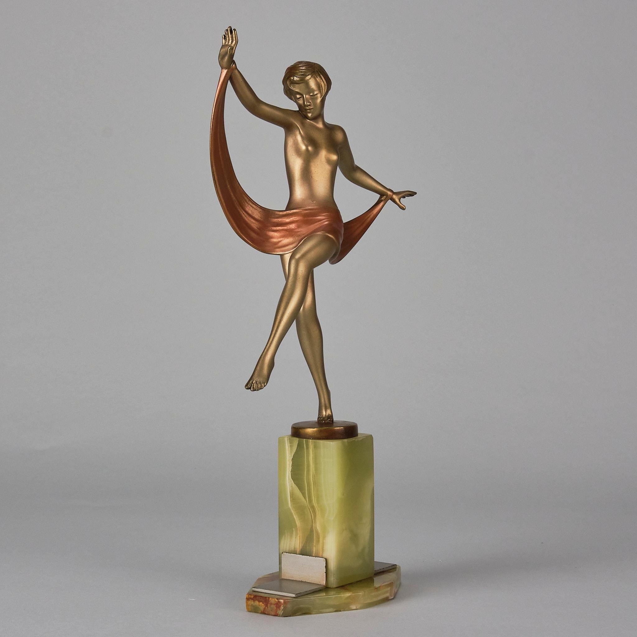 Art-Déco-Bronze des frühen 20. Jahrhunderts mit dem Titel „Sonnen Tänzerin“ von Josef Lorenzl (Österreichisch) im Angebot