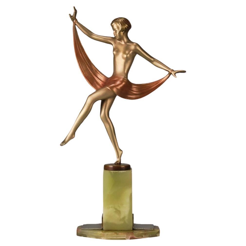 Art-Déco-Bronze des frühen 20. Jahrhunderts mit dem Titel „Sonnen Tänzerin“ von Josef Lorenzl im Angebot