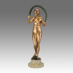 Early 20th Century Art Deco Bronze entitled "The Garland" by Joe Descomps