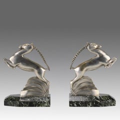 Early 20th Century Art Deco Bronze "Gazelle Bookends" by A Kelety